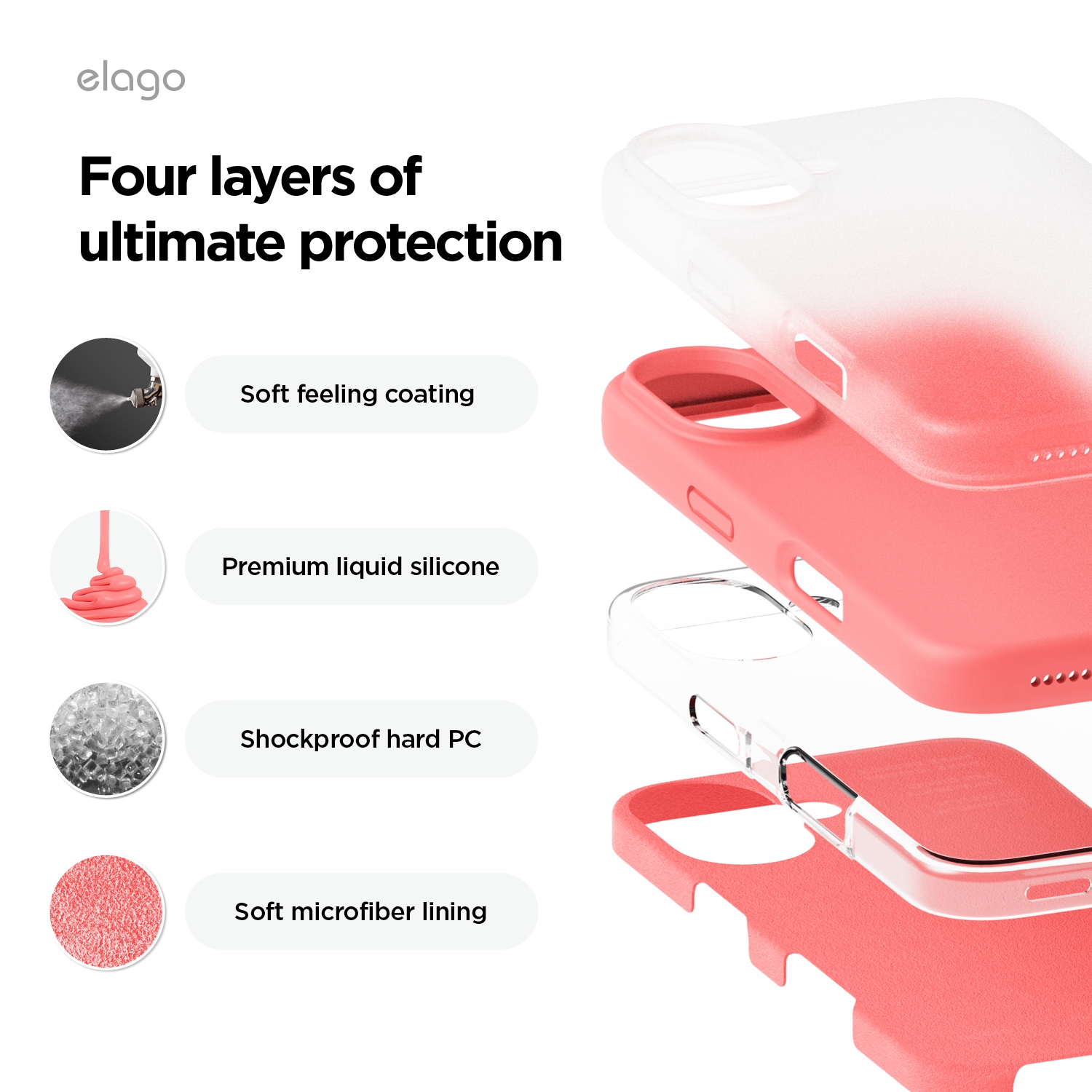 elago Compatible with iPhone 16 Plus Case, Premium Liquid Silicone Case, Full Body Protective Cover, Shockproof, Anti-Scratch Soft Microfiber Lining,