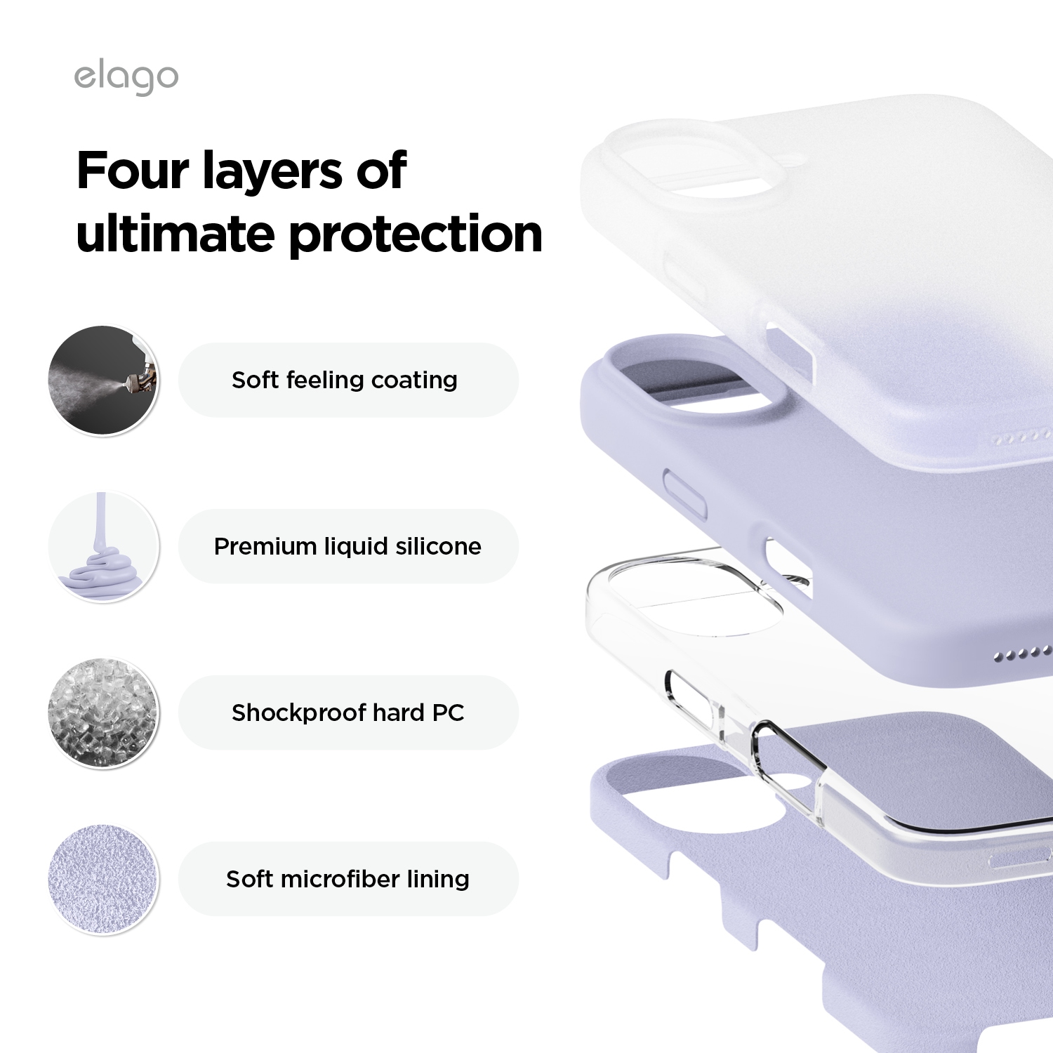 elago Compatible with iPhone 16 Plus Case, Premium Liquid Silicone Case, Full Body Protective Cover, Shockproof, Anti-Scratch Soft Microfiber Lining,