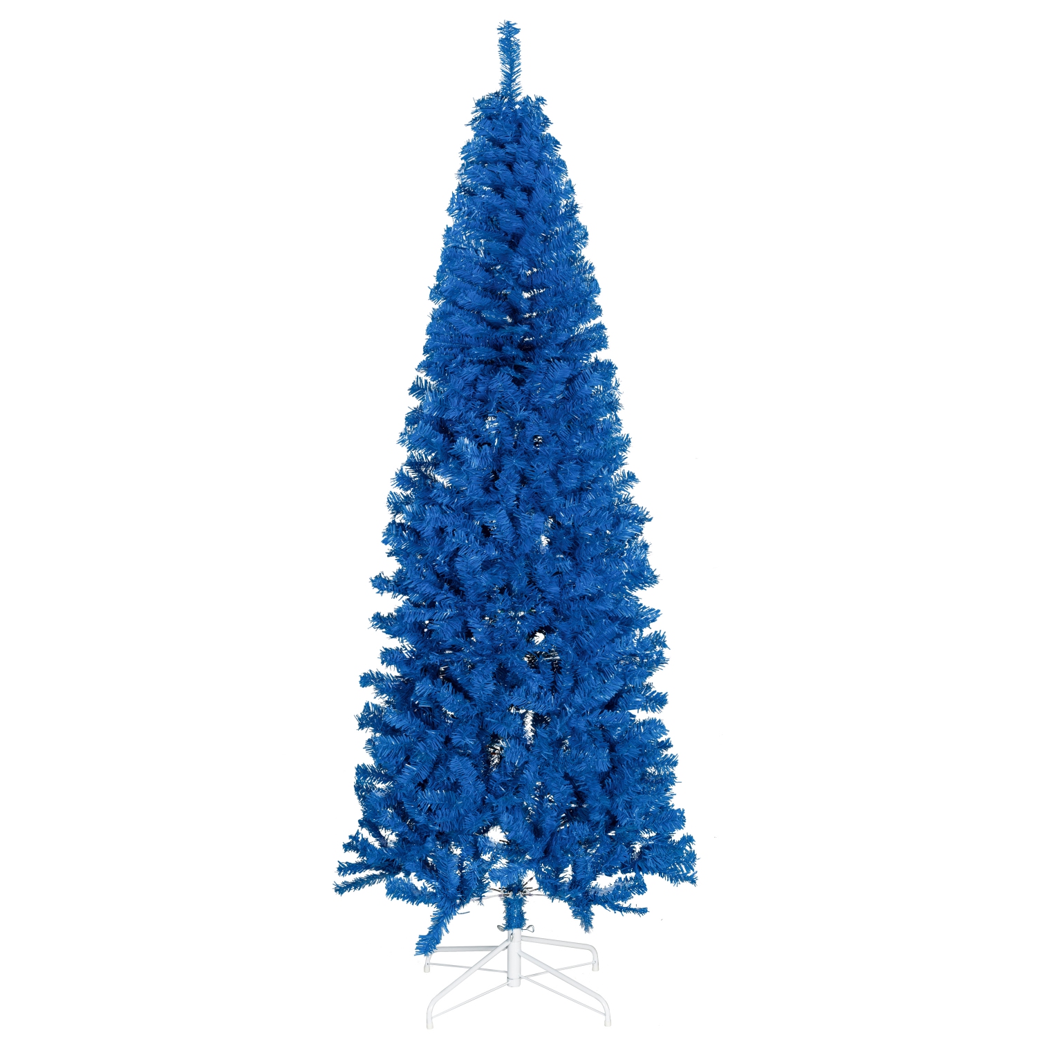 HOMCOM 7FT Artificial Christmas Tree Holiday Xmas Holiday Pencil Tree Decoration with Automatic Open for Home Party, Blue
