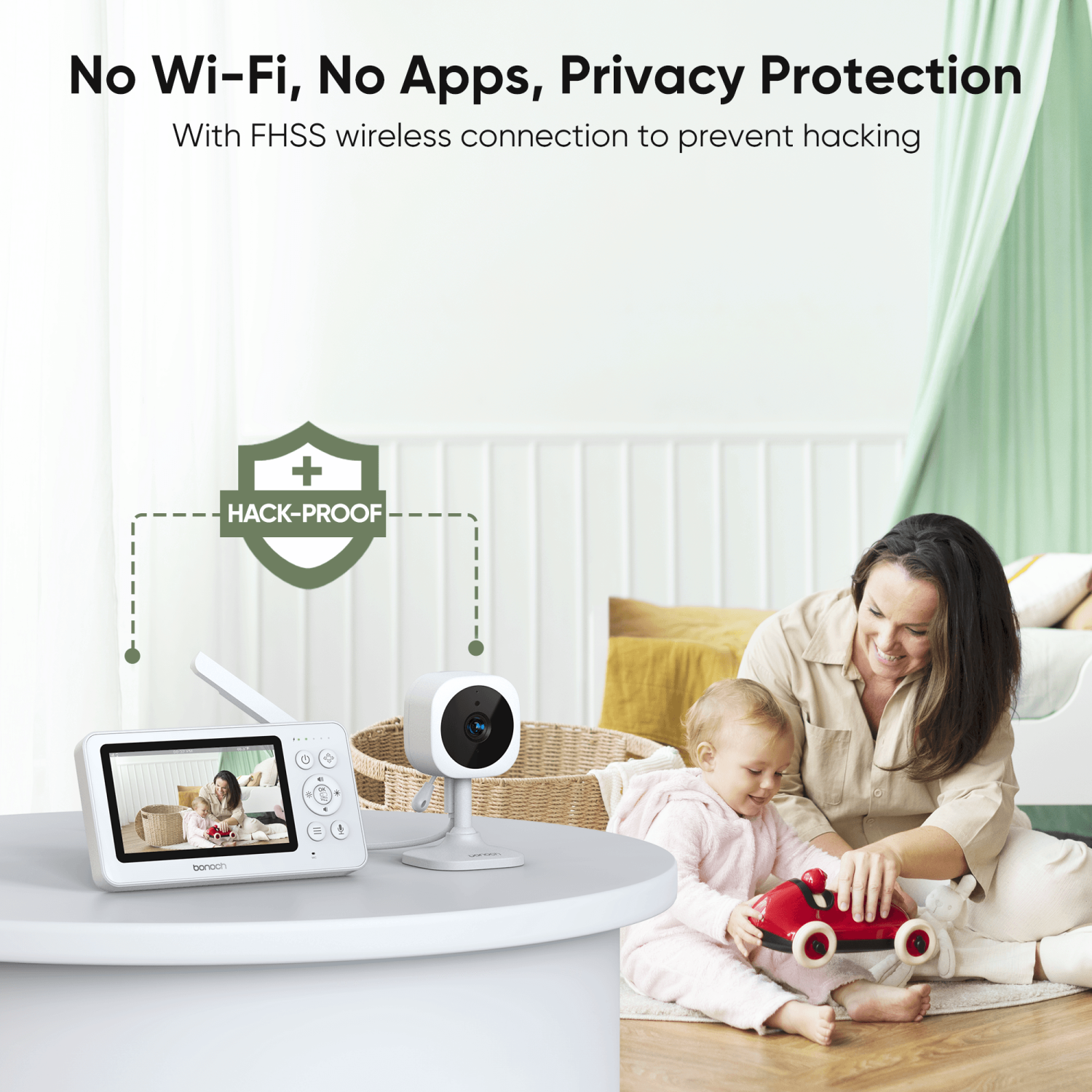 Bonoch 4.3" Baby Monitor, 720p Baby Monitor with Camera and Audio, 4000mAh Battery Video Baby Monitor No WiFi, VOX Mode, 2 Way Audio, Auto Night