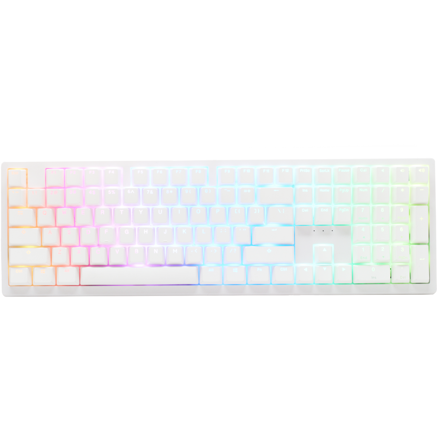 Ducky Zero 6108 Wireless RGB Mechanical Keyboard - Hot-Swappable, Cherry MX2A Brown Switches, Bluetooth/2.4 GHz/USB-C, Double-Shot PBT Keycaps, Full-Size 104 Keys, Pure White