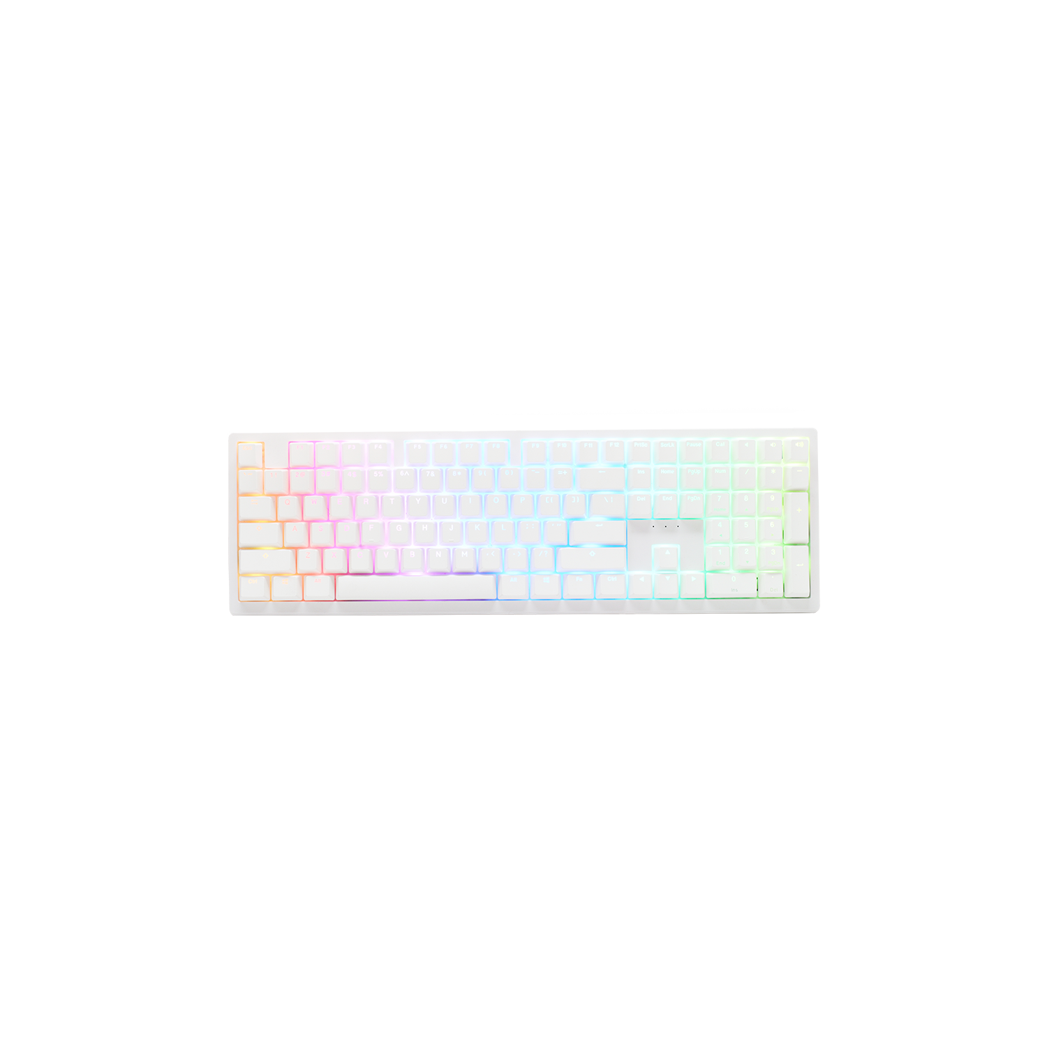 Ducky Zero 6108 Wireless RGB Mechanical Keyboard - Hot-Swappable, Cherry MX2A Silver Switches, Bluetooth/2.4 GHz/USB-C, Double-Shot PBT Keycaps, Full-Size 104 Keys, Pure White