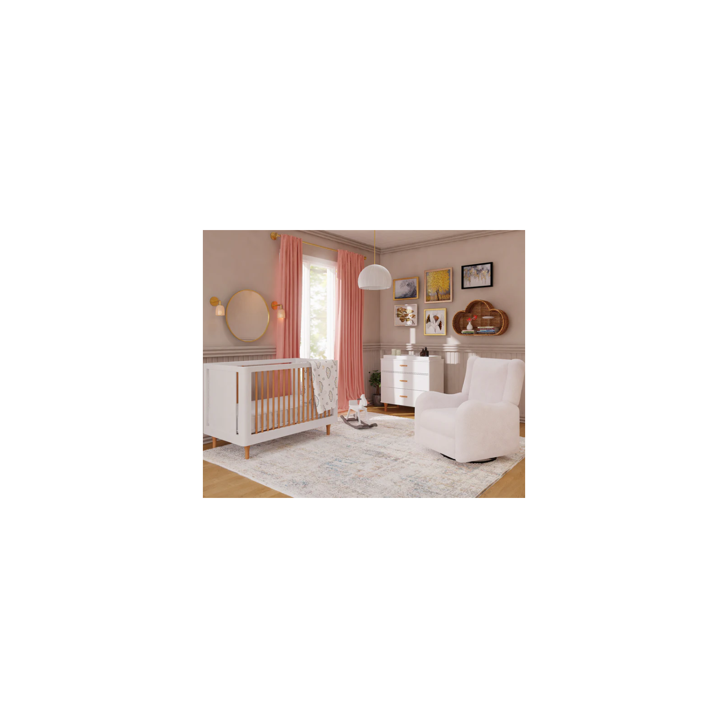 L'il Angels Alice Nursery Power Glider, Comfortable with Swivel, Silent Glide, and USB Charging - Sherpa Beige