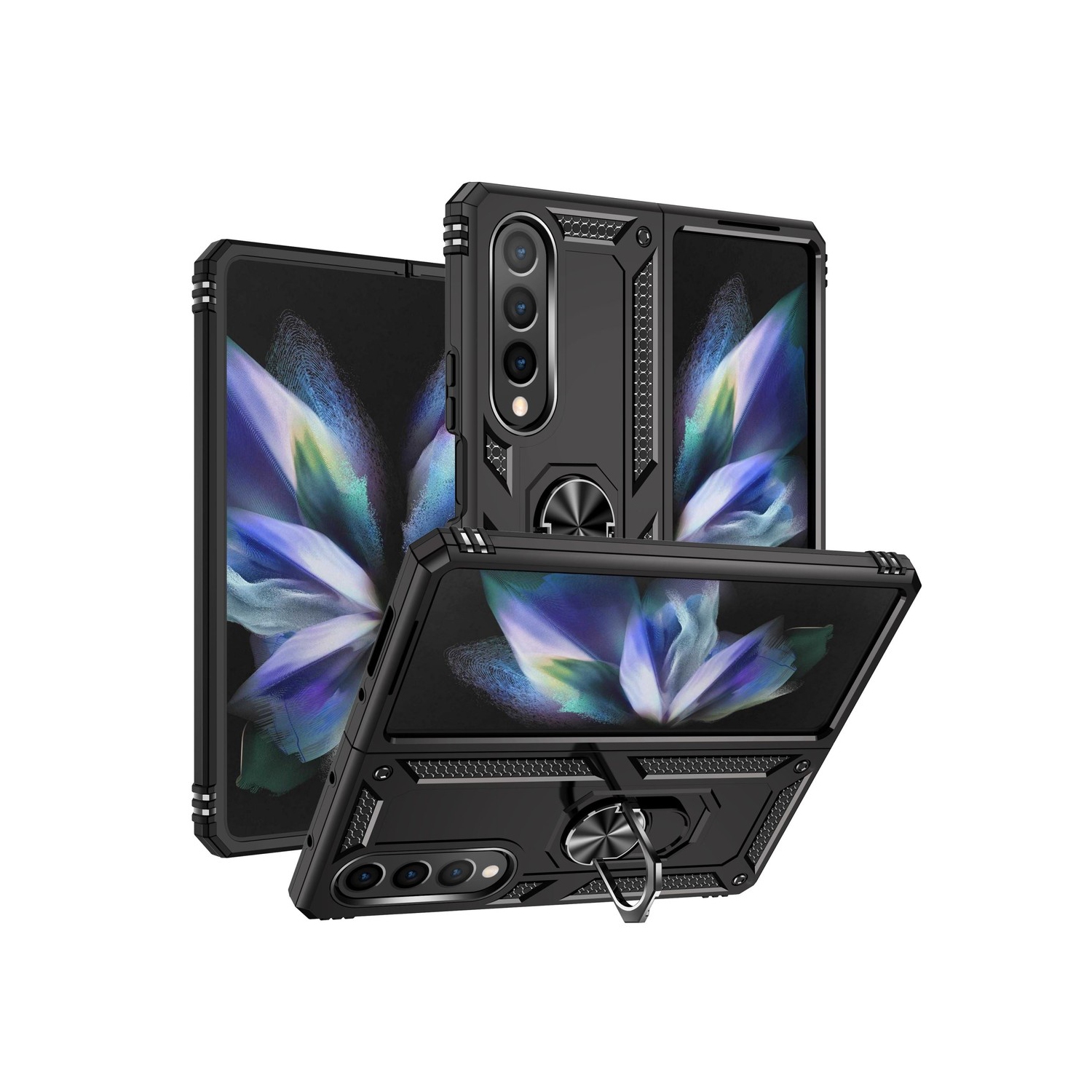 [CS] Étui rigide magnétique hybride avec support à anneau pour Samsung Galaxy Z Fold 6 5G, noir