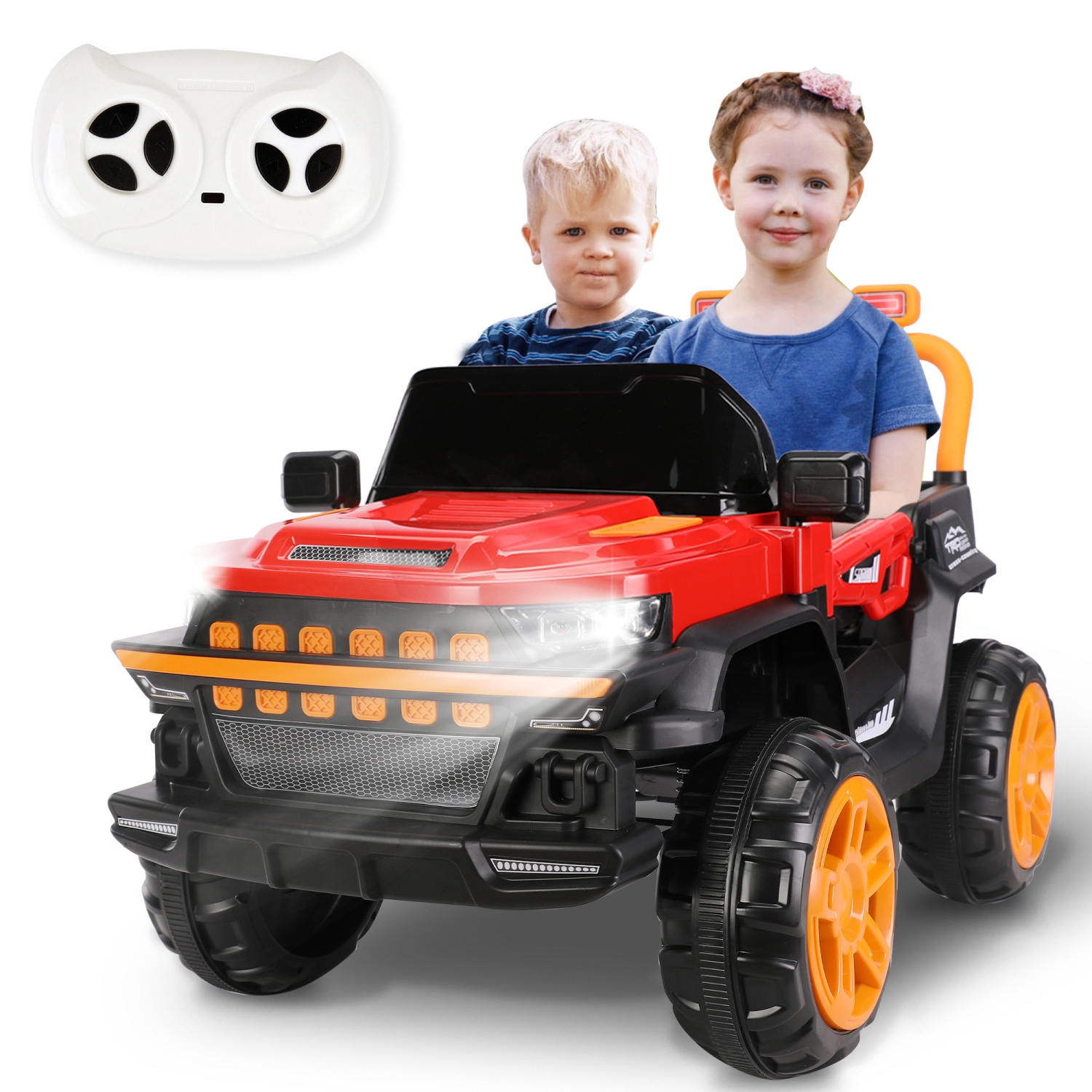 Kids Ride On Truck | Car Speed 5-8km/h | Usage time up to 50 mins | LED Headlights, Horn, Kids Stories, Reflective Mirrors, Rechargeable Battery |