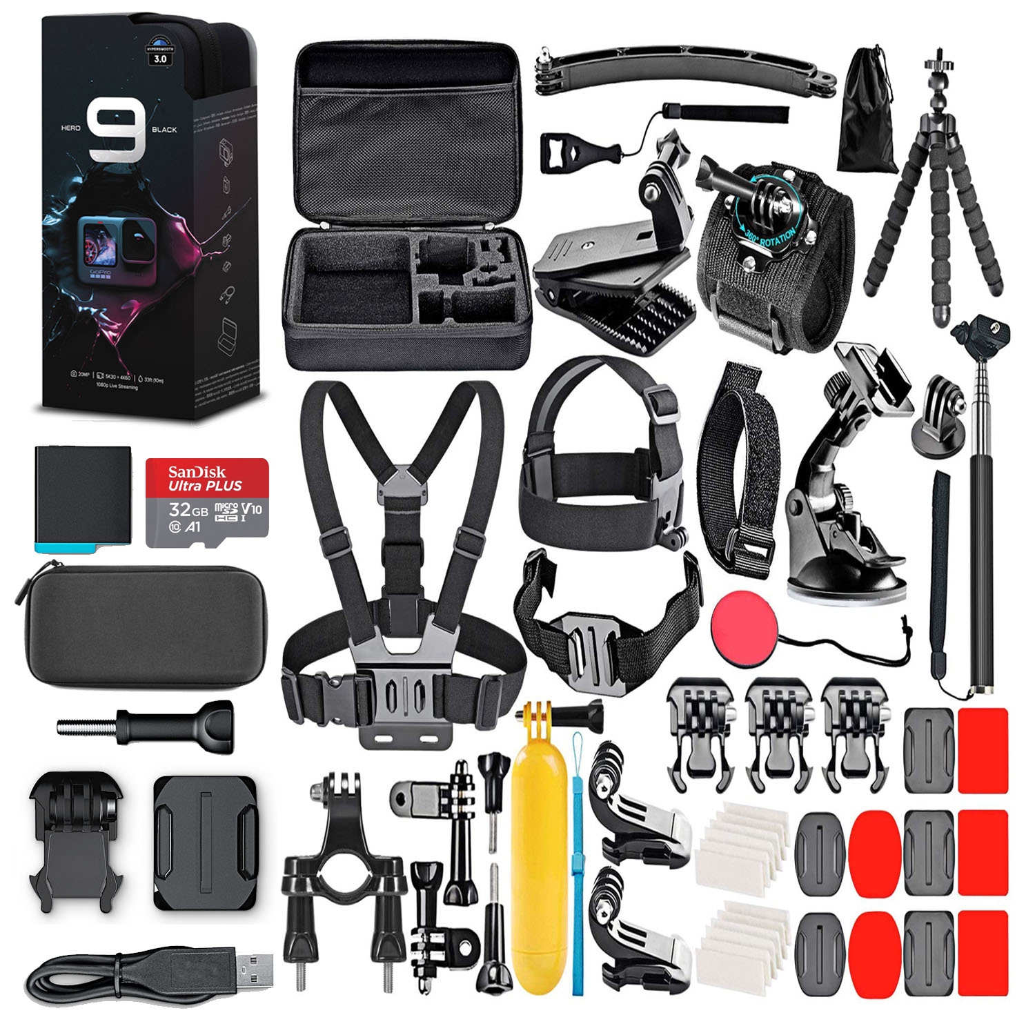 GoPro HERO9 Action Camera with 64GB Card and 50 Piece DiGiNerds Accessory Kit
