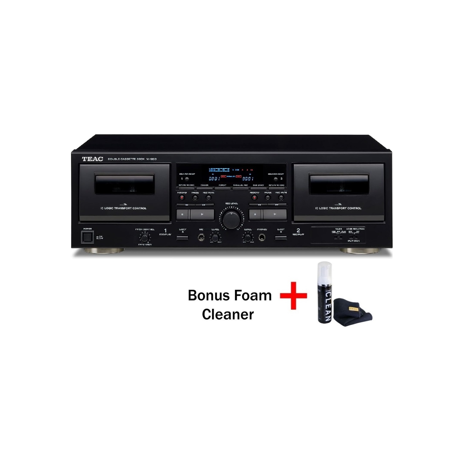 TEAC W-1200 Dual Cassette Deck with Recorder/USB/Pitch/Karaoke-Mic-in and Remote
