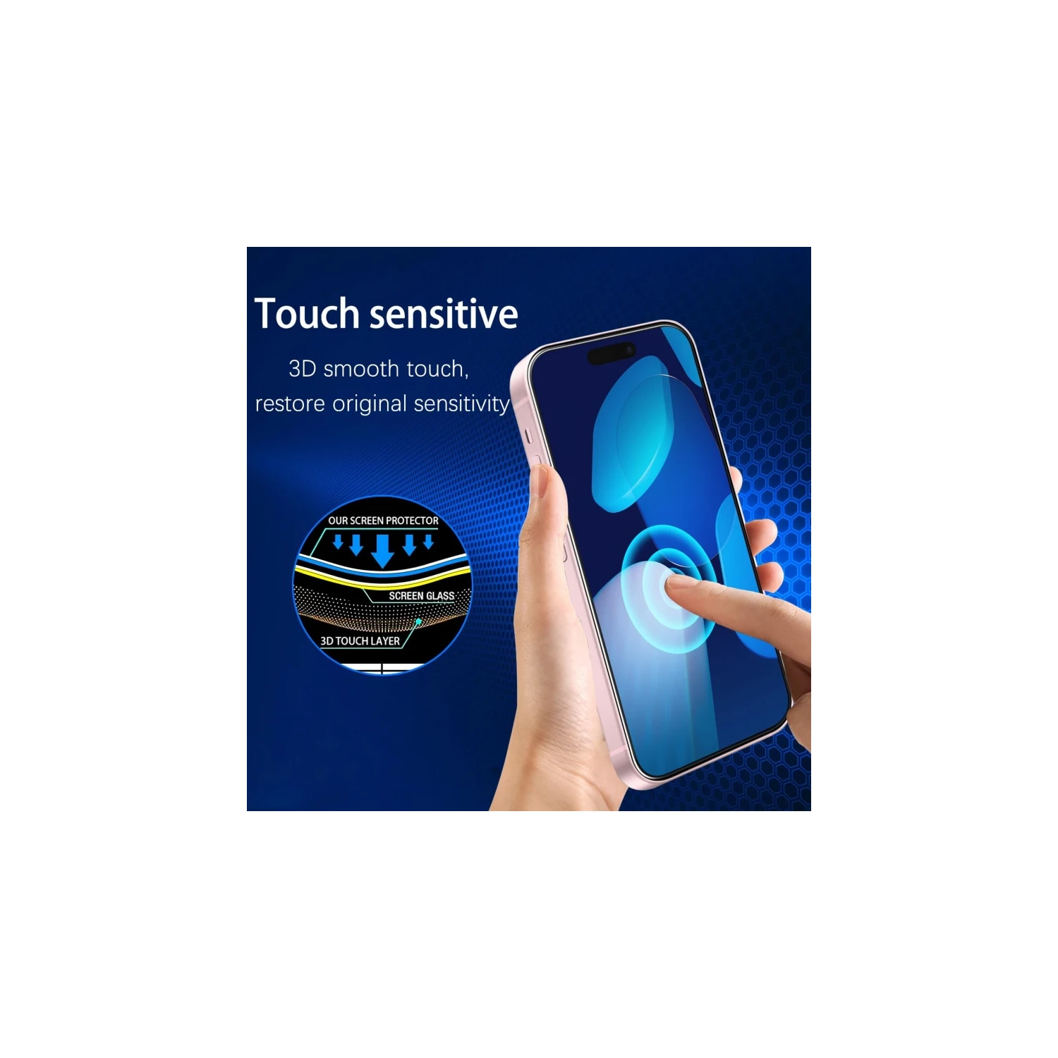 Paquet de 3 protecteurs d'écran en verre trempé pour 16/15/15 Pro de iPhone [6,1 po] – Protection dynamique pour les capteurs et les îlots,