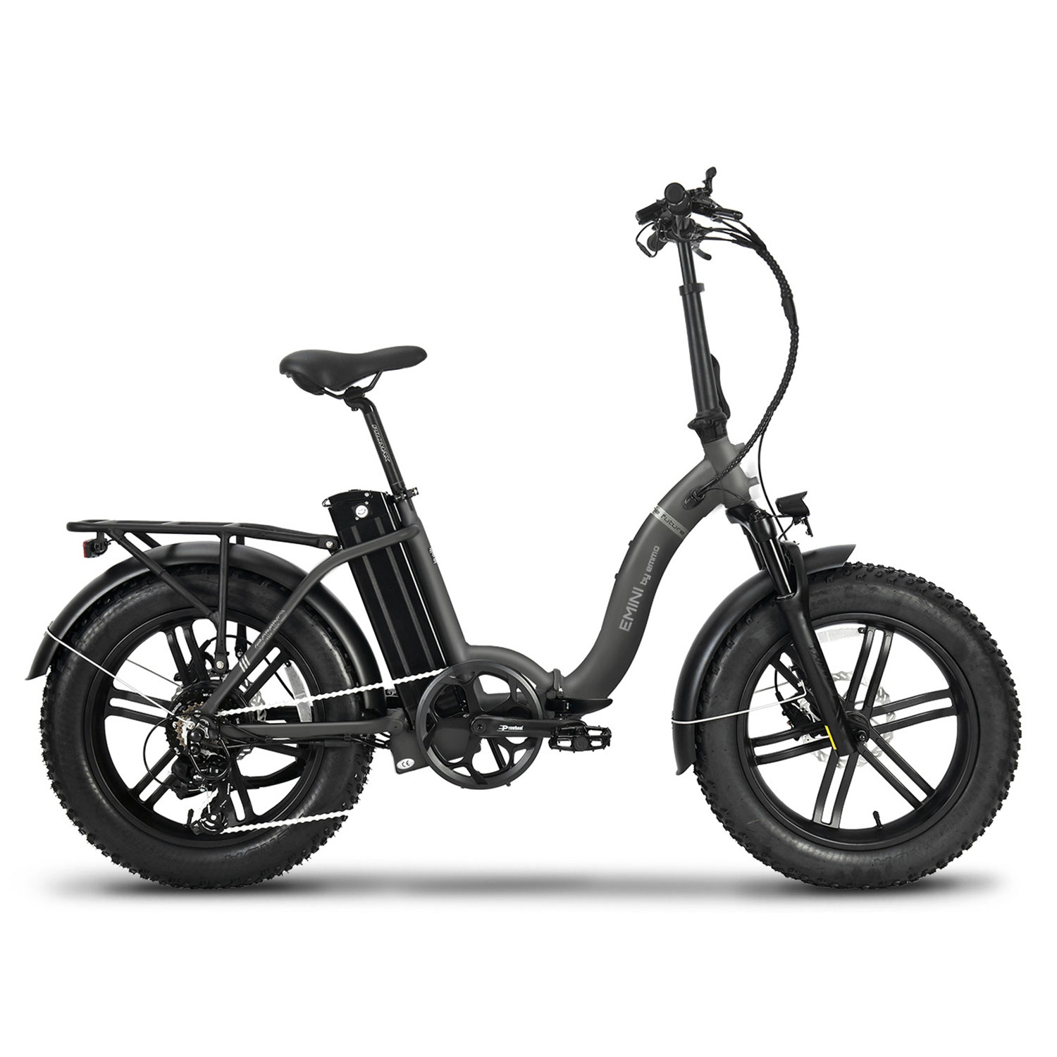 EMMO EMini Pro Folding E Bike - Electric Bicycle Scooter for Adults - 48V 750W - Grey - 20inch Fat Tire - Hydraulic Brakes