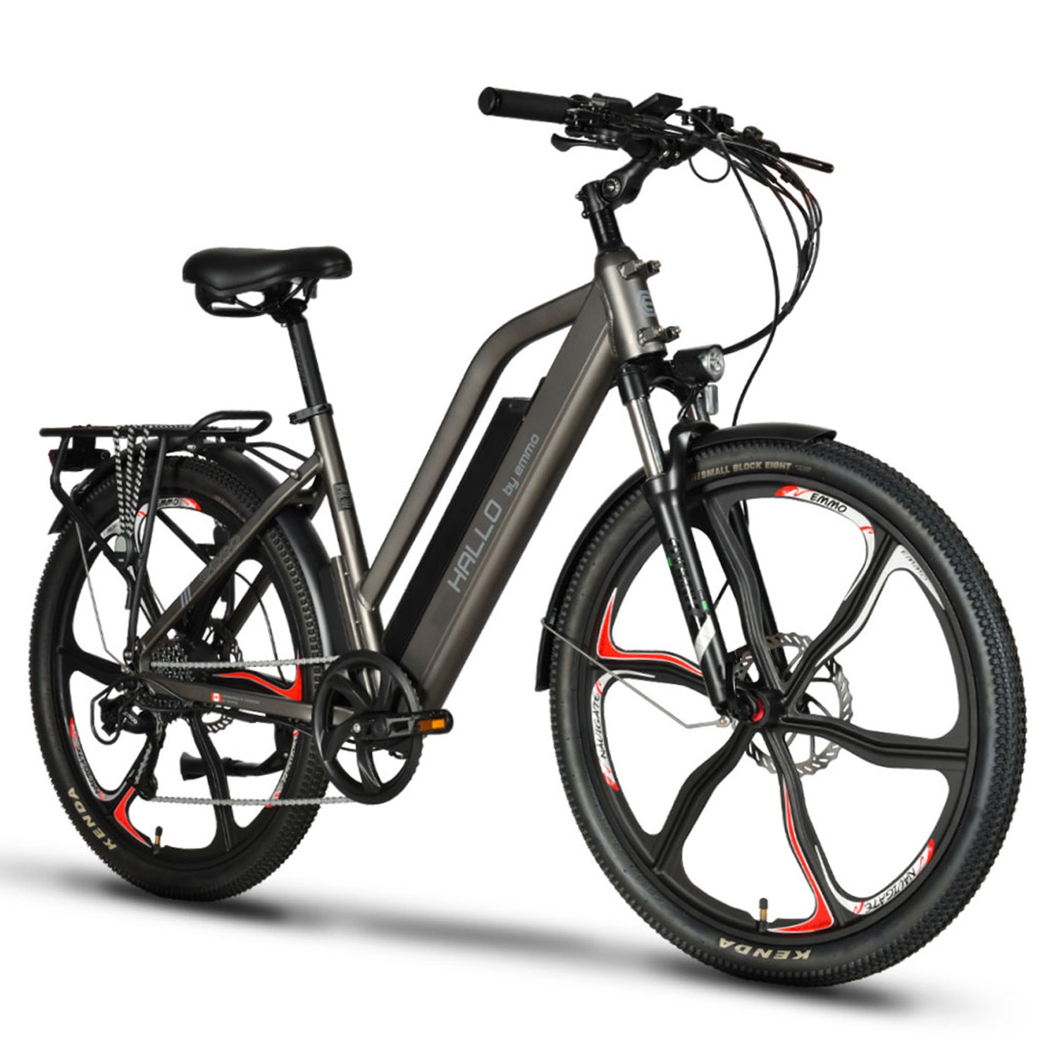 EMMO Hallo Ebike - Electric Mountain Bike for Adult - Scooter 48V 500W - Grey- Hydraulic Brake, Color Display