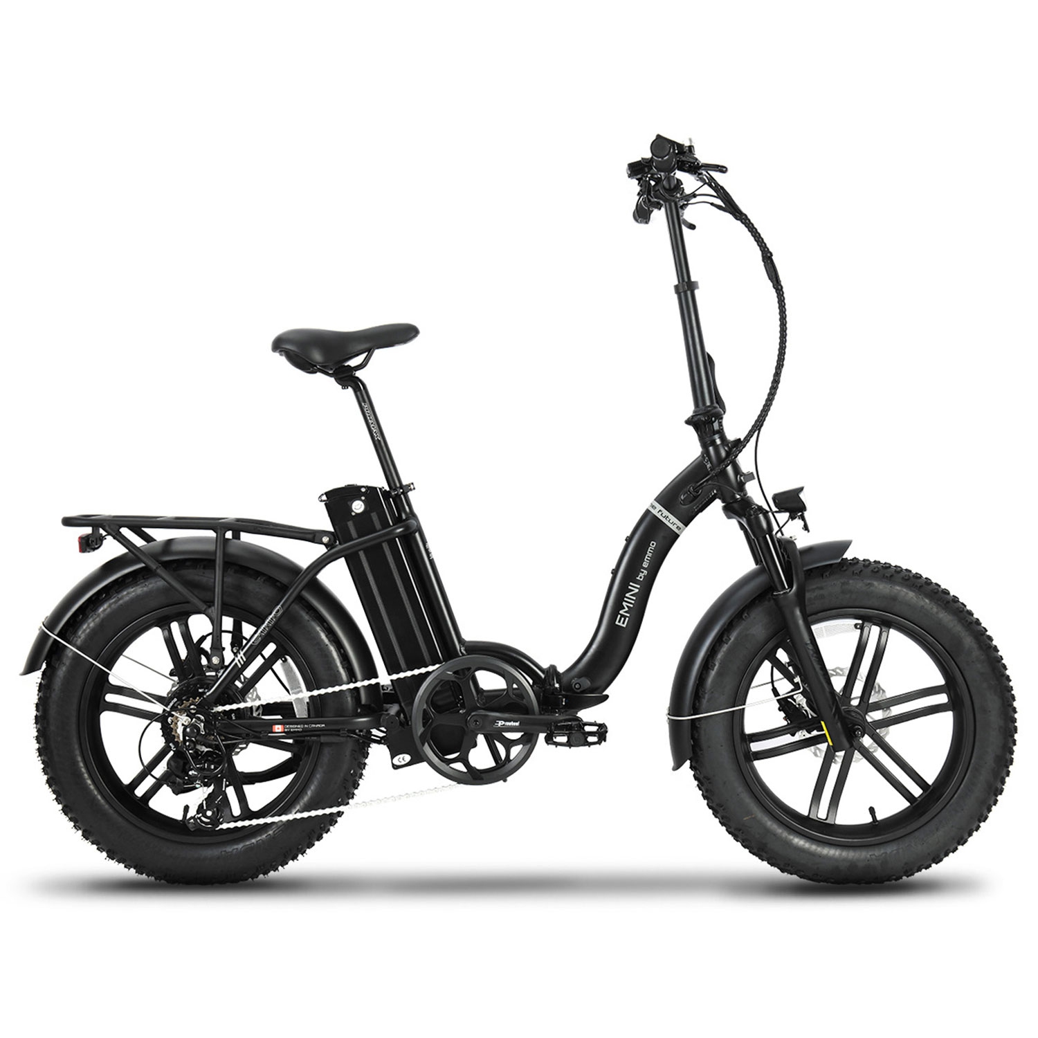 EMMO EMini Pro Folding E Bike - Electric Bicycle Scooter for Adults - 48V 750W - Black - 20inch Fat Tire - Hydraulic Brakes