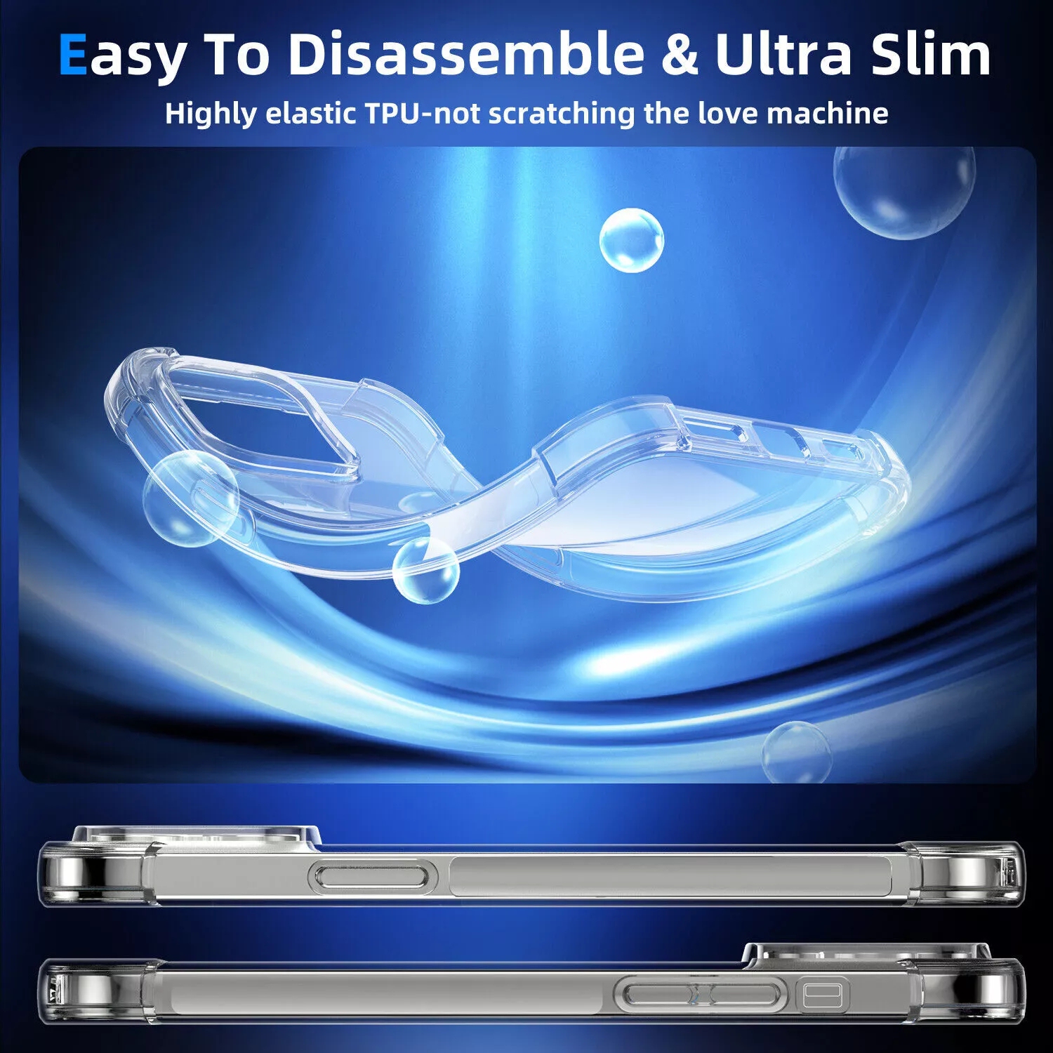 [CS] Thin TPU Bumper Soft Case Back Cover for iPhone 16 Pro Max, Clear