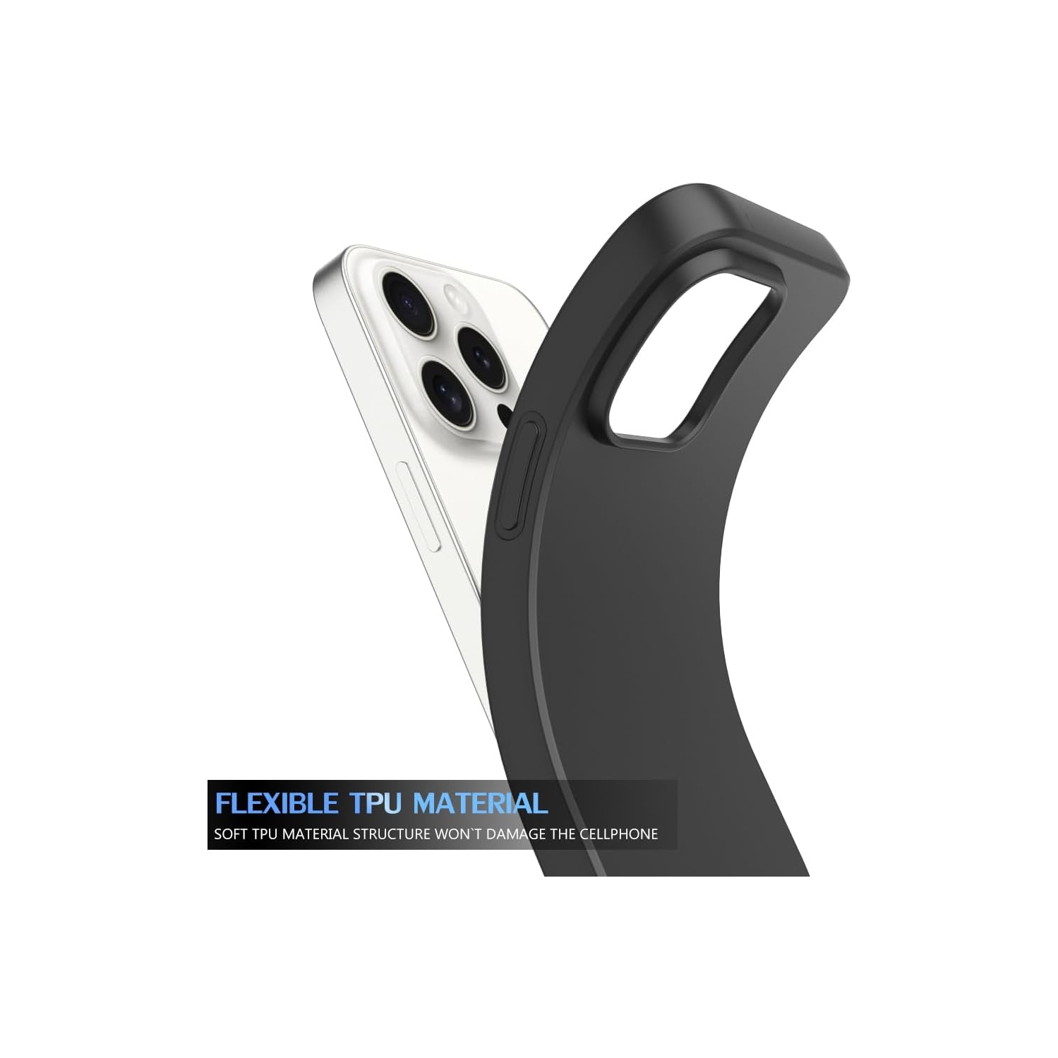 [CS] Étui souple mince en TPU pour iPhone 16 Pro, noir