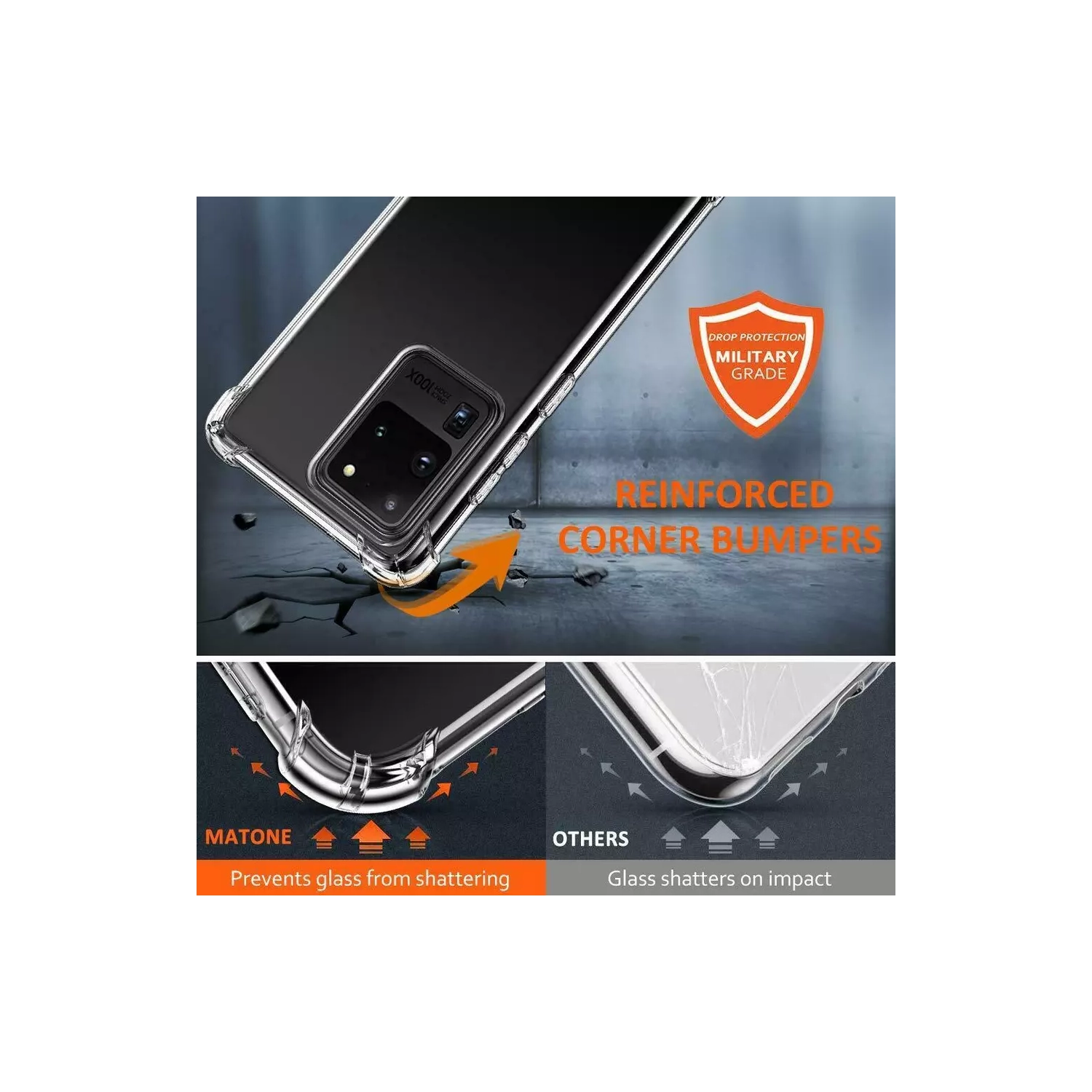 Samsung S21 FE Clear Case with Shockproof Bumper Durable Transparent Cover with Impact-Resistant Protection