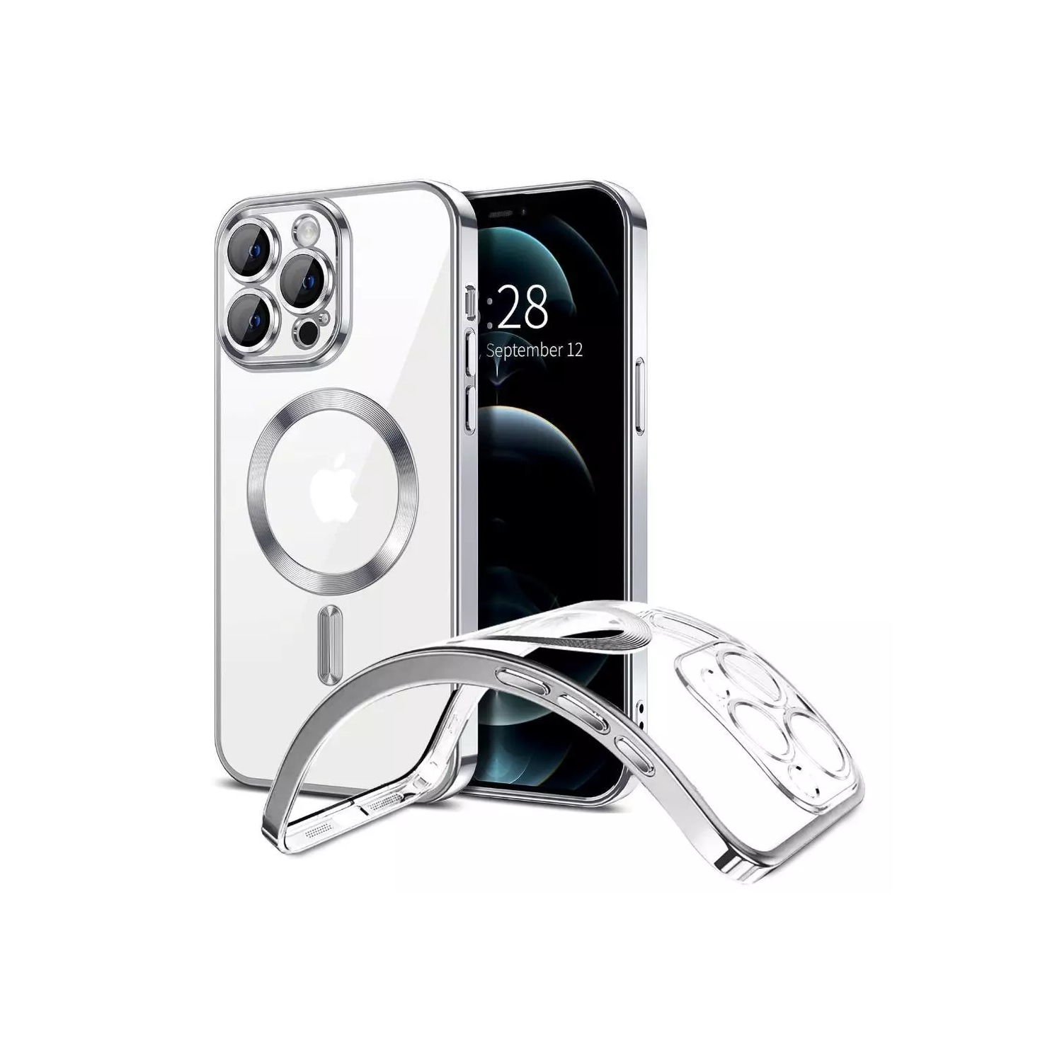 [CS] Hybrid TPU Magnetic MagSafe Case Back Cover for iPhone 16 Pro Max, Silver