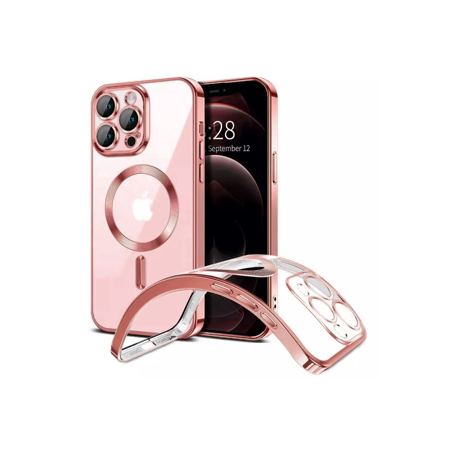 [CS] Hybrid TPU Magnetic MagSafe Case Back Cover for iPhone 16 Pro Max, Rose Gold