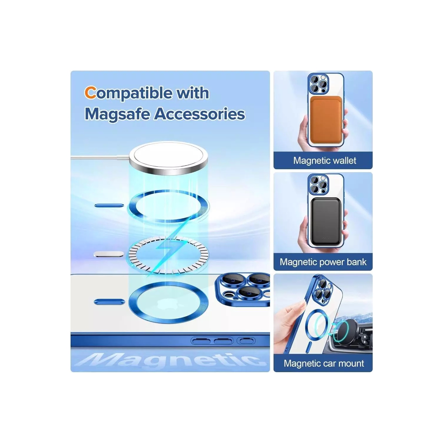 [CS] Hybrid TPU Magnetic MagSafe Case Back Cover for iPhone 16 Pro, Navy