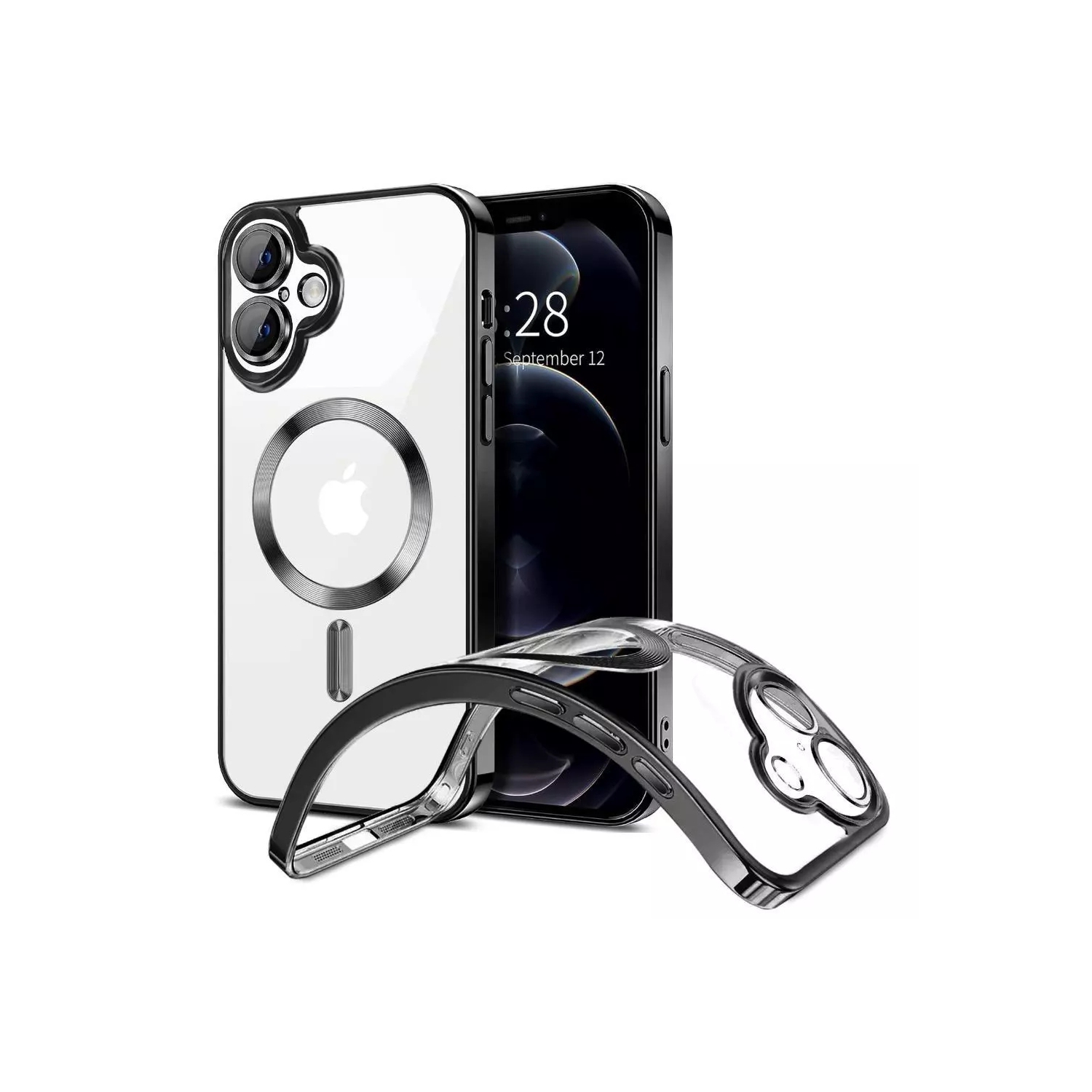 [CS] Hybrid TPU Magnetic MagSafe Case Back Cover for iPhone 16 Plus, Black