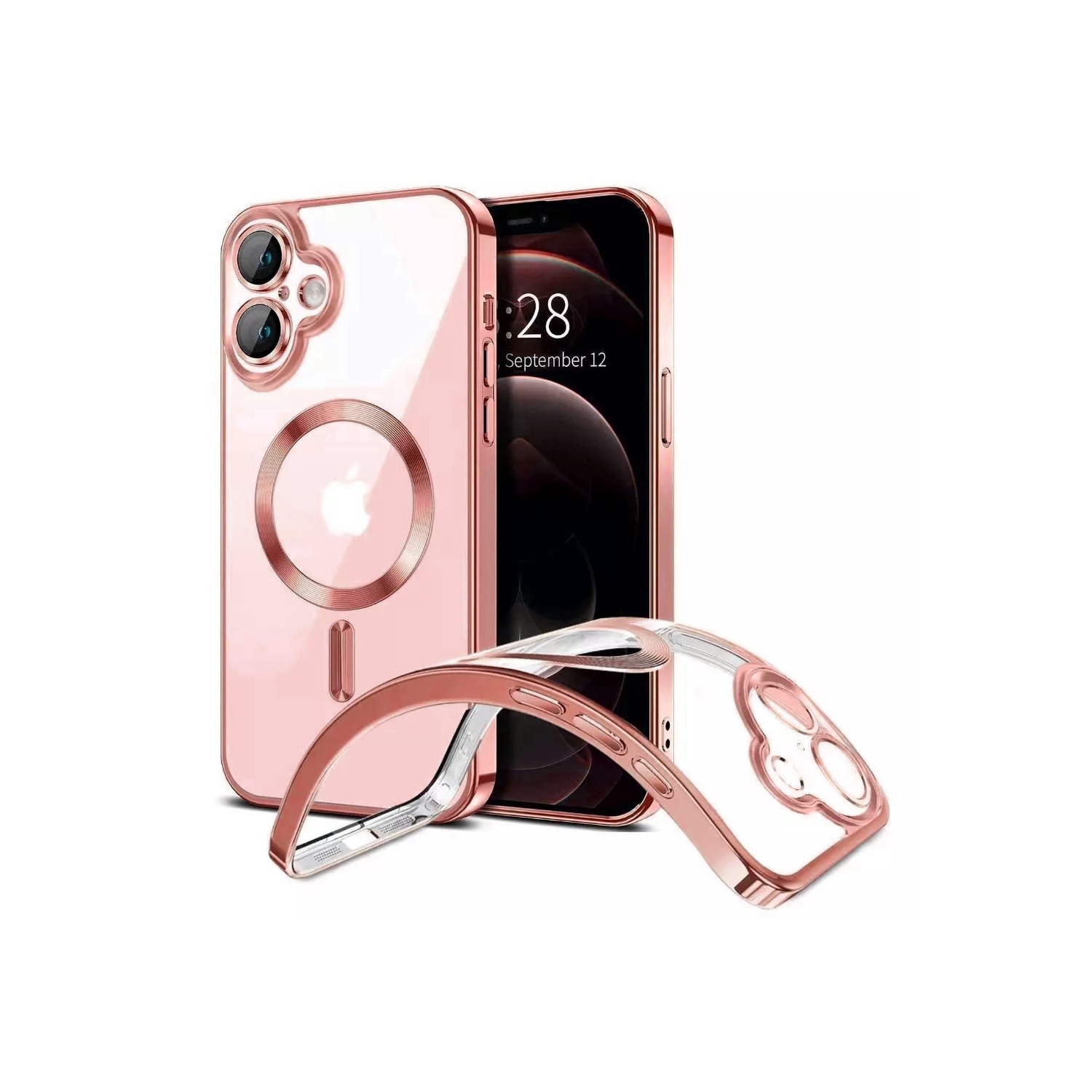[CS] Hybrid TPU Magnetic MagSafe Case Back Cover for iPhone 16, Rose Gold
