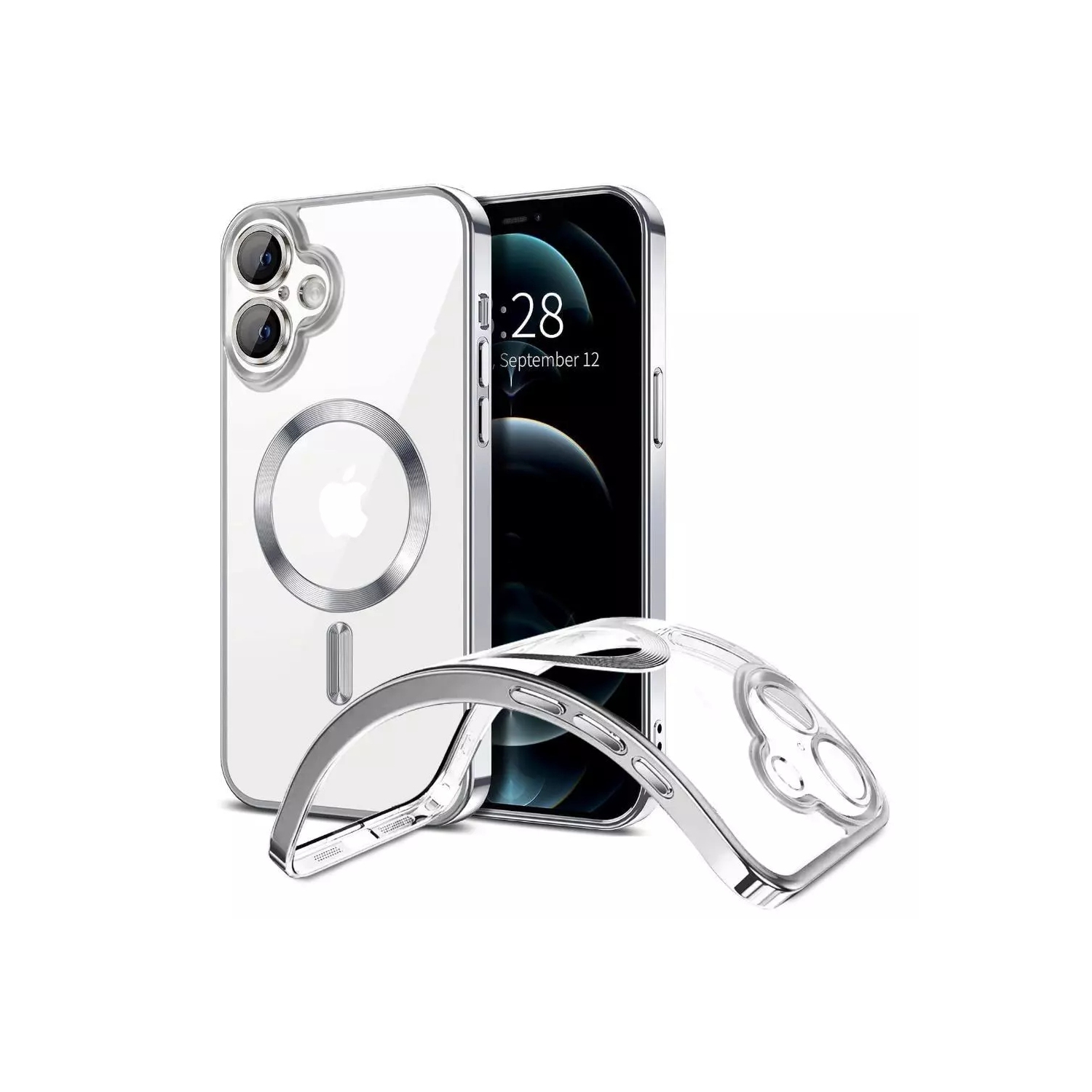 [CS] Hybrid TPU Magnetic MagSafe Case Back Cover for iPhone 16, Silver