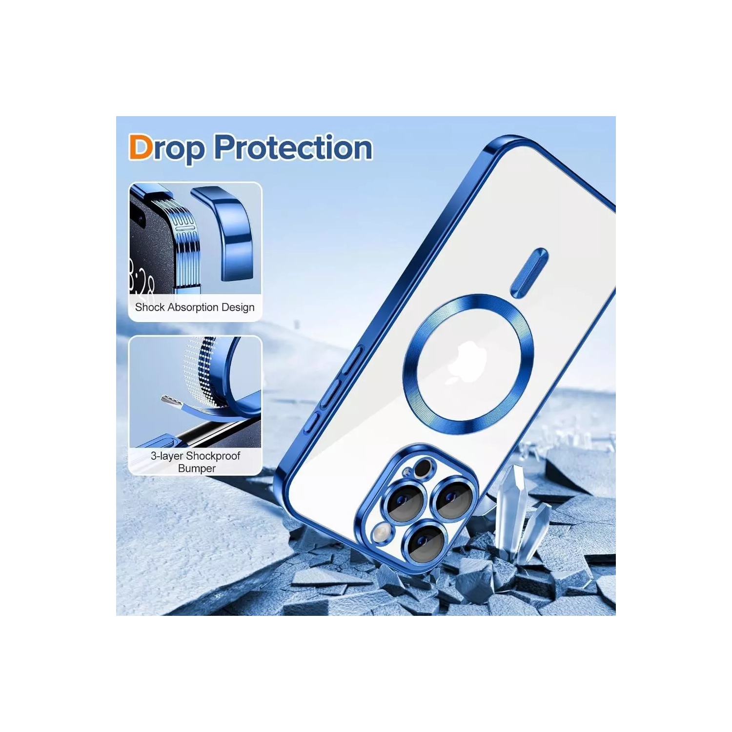 [CS] Hybrid TPU Magnetic MagSafe Case Back Cover for iPhone 16, Silver