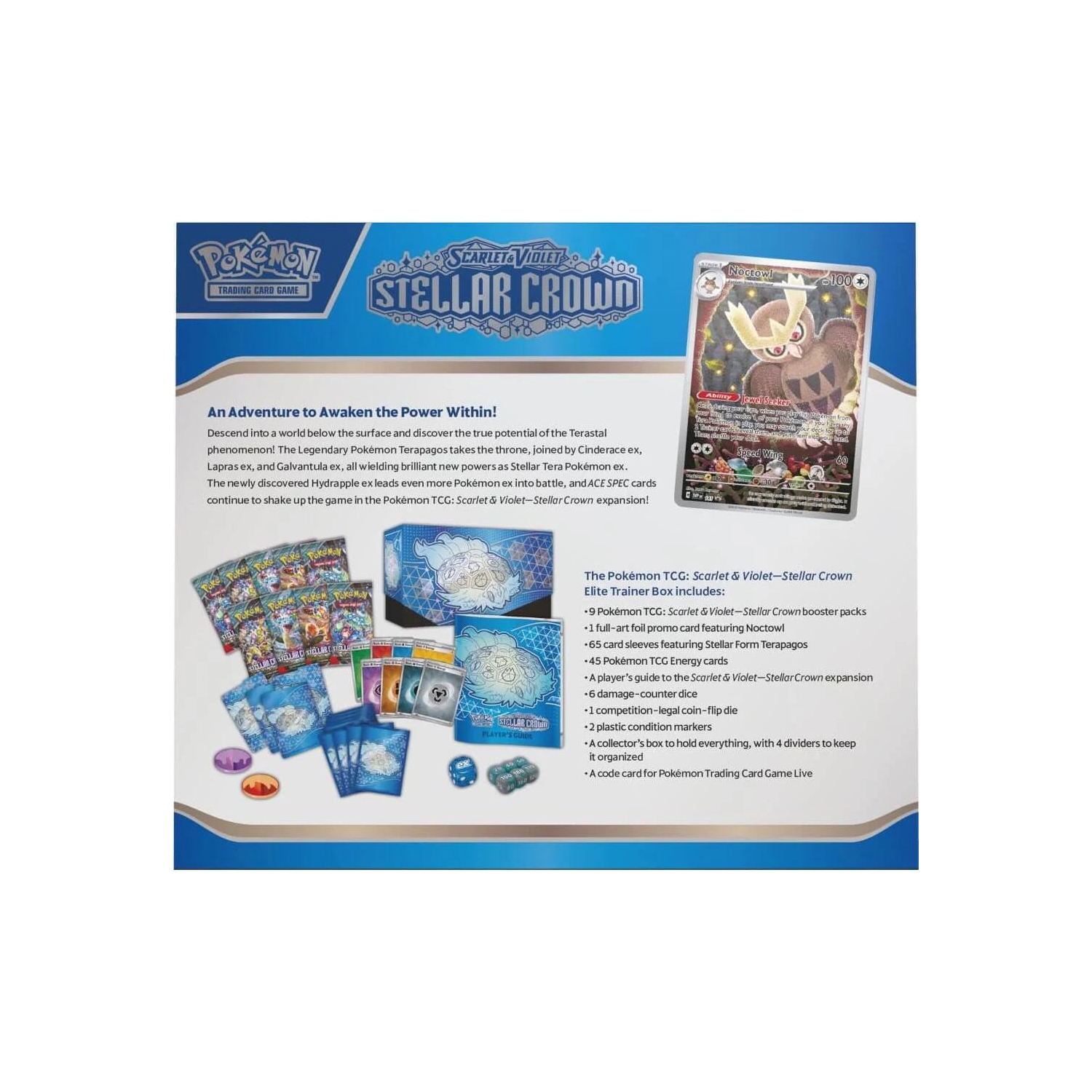 Pokemon USA Pokemon Trading Card Game: Scarlet & Violet Stellar Crown Elite Trainer Box 9 packs & accessories