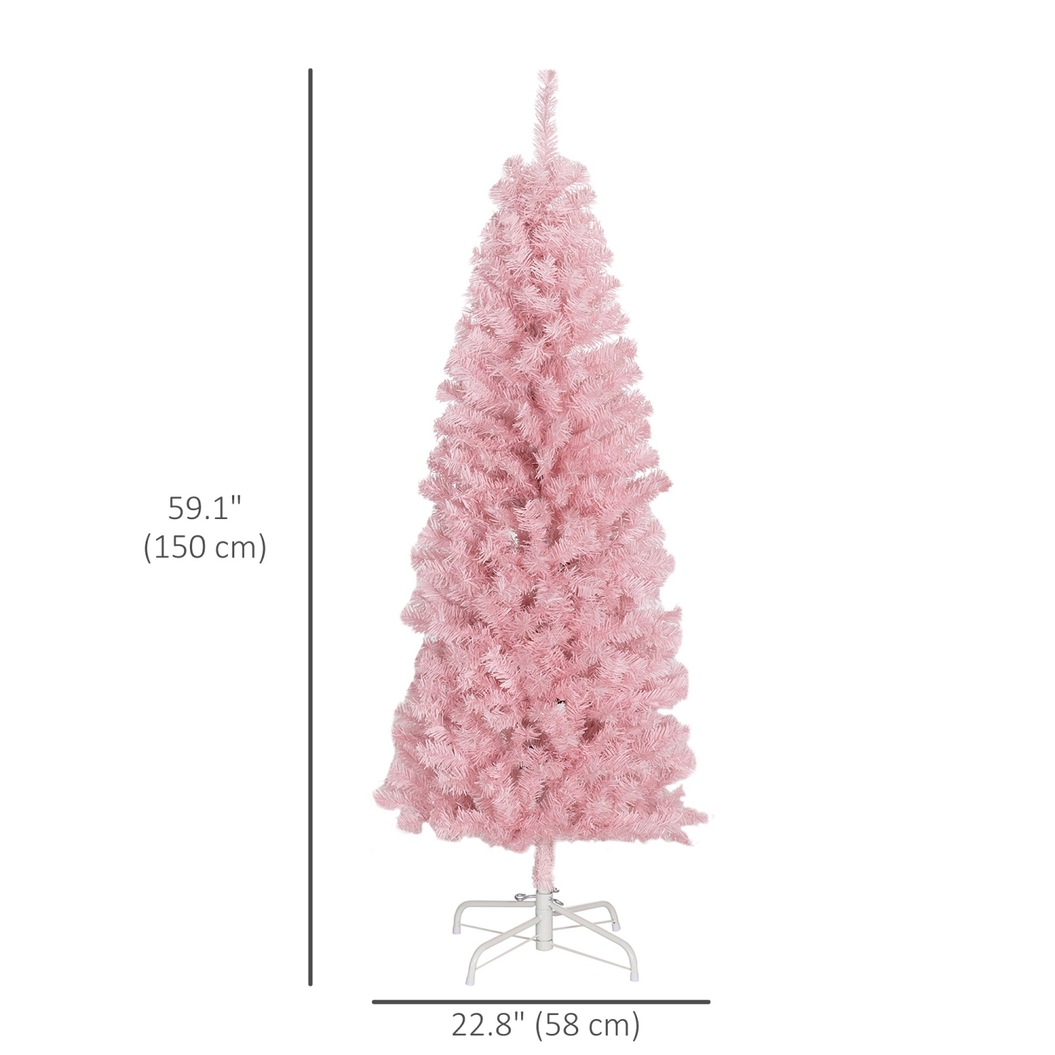 HOMCOM – 5FT Arbre de Noël artificiel Noël Noël décoration arbre de Noël avec ouverture automatique pour la fête à domicile, rose