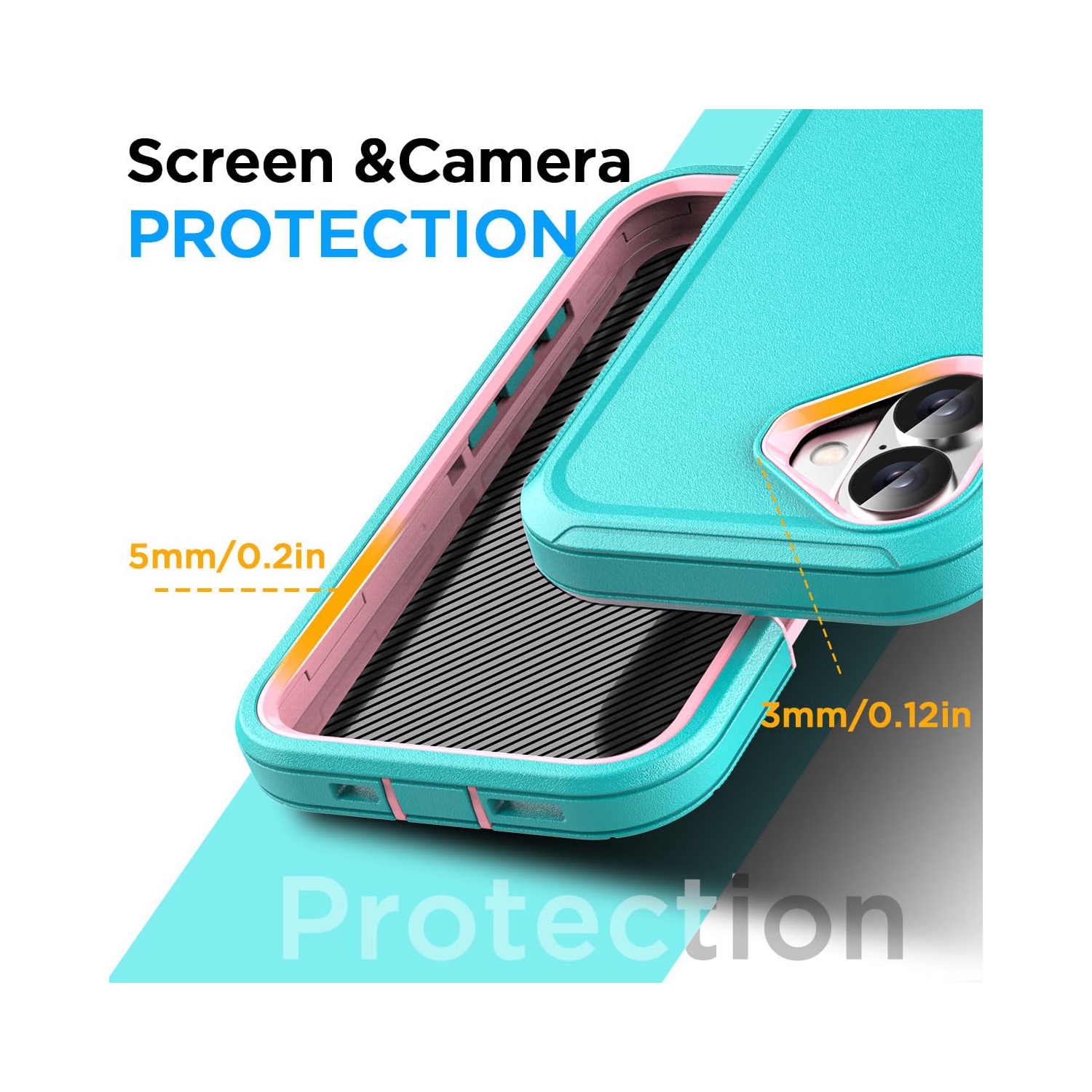 iPhone – Étui 16 avec protecteur d’écran en verre, robuste, antichoc, résistant à la poussière, 3 couches, protecteur intégral, robuste, durable,