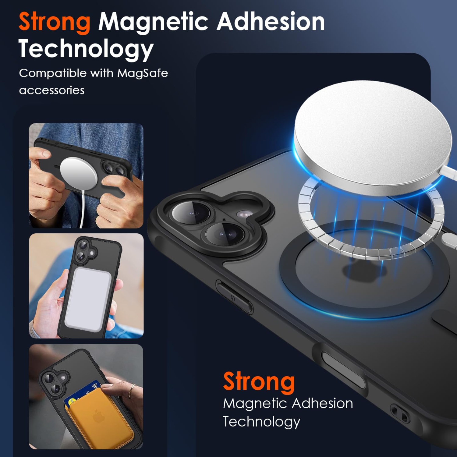 Étui magnétique mat pour iPhone 16 plus 6,7 po, compatible avec MagSafe, couvercle de protection antidérapant et anti-chute, arrière souple