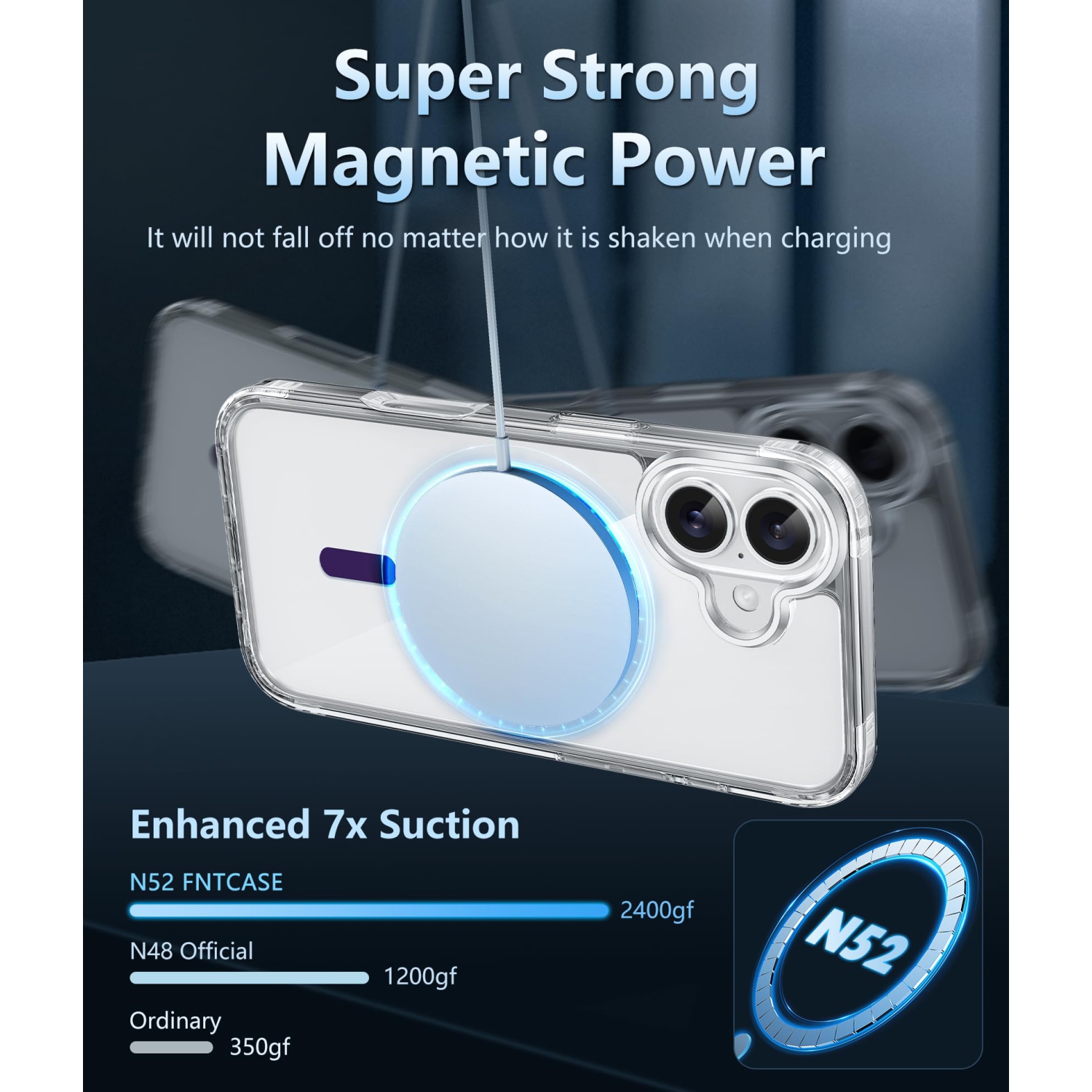 Étui FNTcase pour iPhone 16 : Étui magnétique mince anti-jaunissement de qualité militaire, protection antichoc robuste et transparent pour téléphone