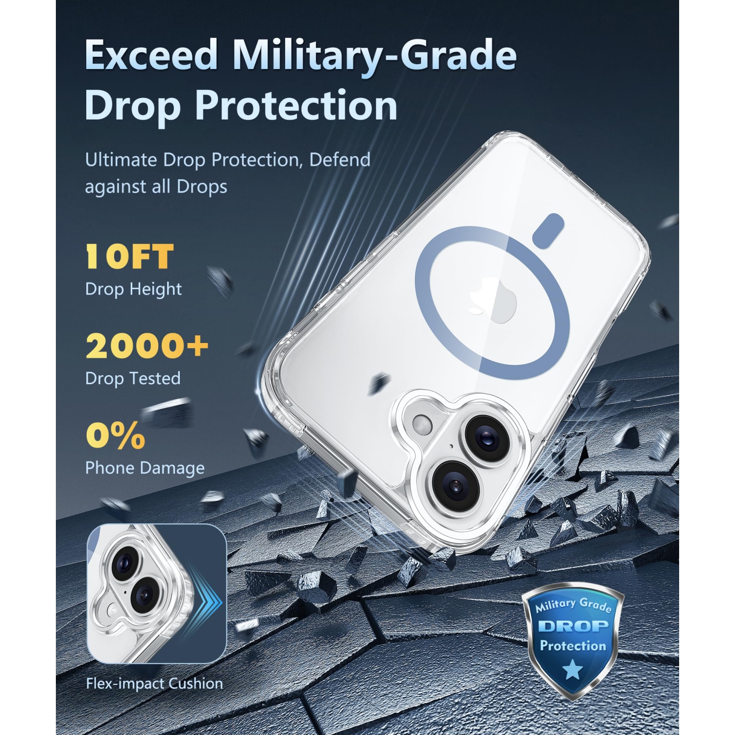 iPhone 16 Case: Clear Magnetic Military Grade Drop Protection Anti Yellowing Slim Case - Rugged Shockproof Protective Transparent Cell Phone