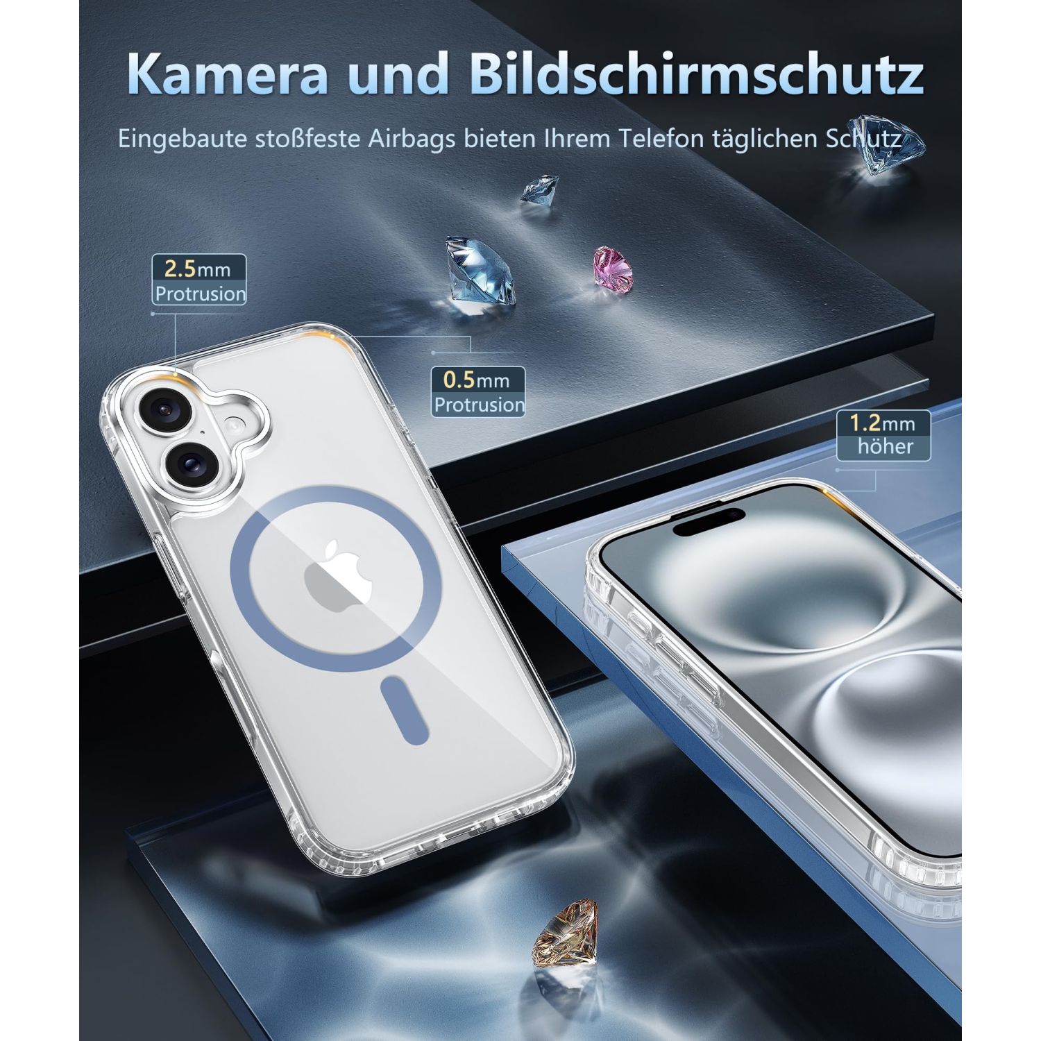 iPhone 16 Case: Clear Magnetic Military Grade Drop Protection Anti Yellowing Slim Case - Rugged Shockproof Protective Transparent Cell Phone