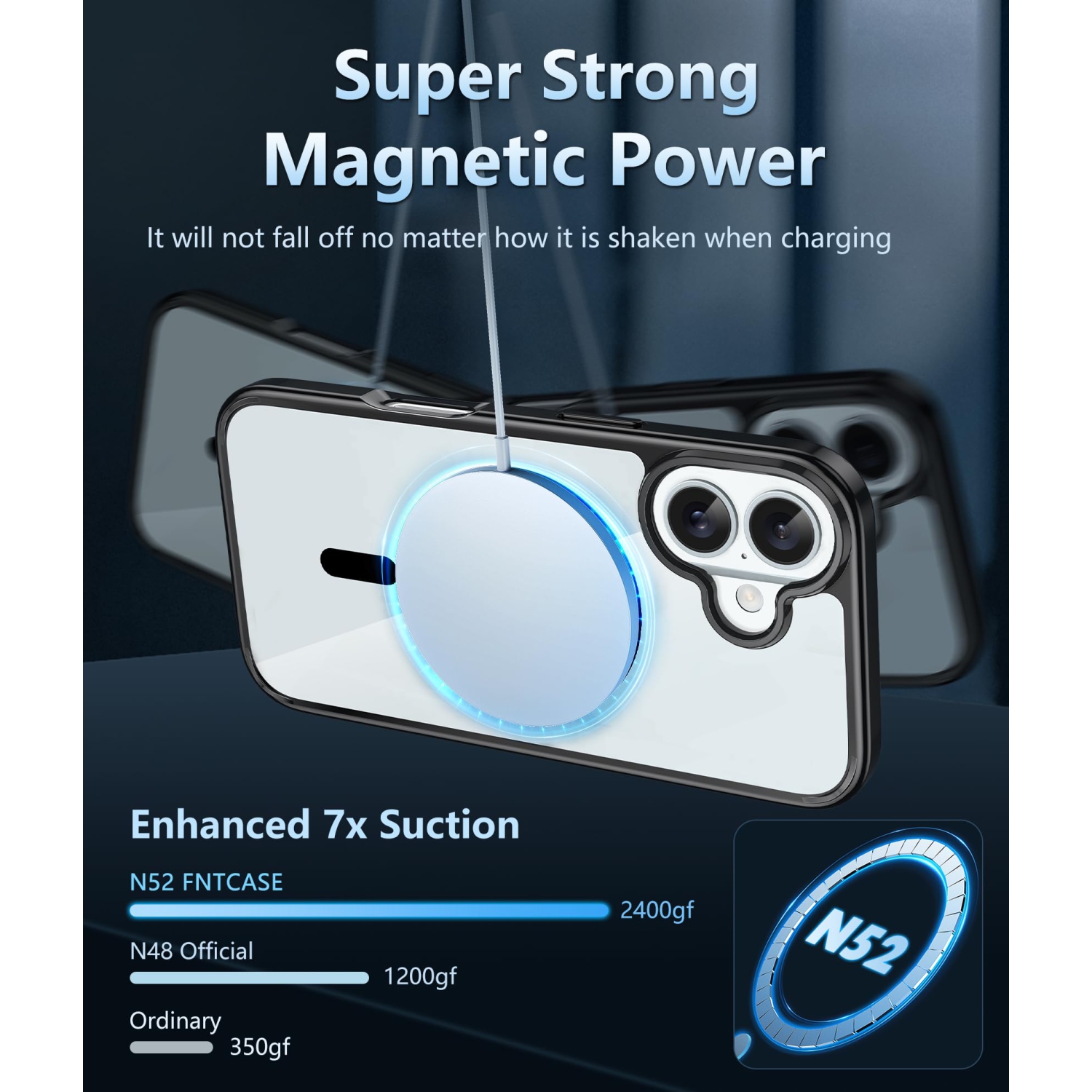 iPhone 16 Case: Clear Magnetic Military Grade Drop Protection Anti Yellowing Slim Case - Rugged Shockproof Protective Transparent Cell Phone