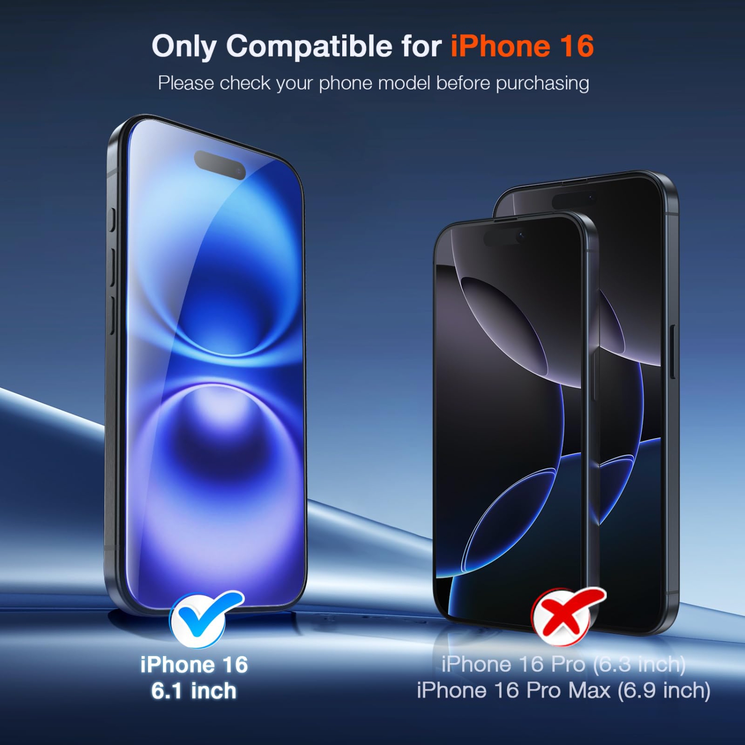 2 Pack Compatible for iPhone 16 Screen Protector + 2 Pack Camera Lens Protector, Tempered Glass Film, Ultra HD, 9H Hardness, Bubble Free, Easy