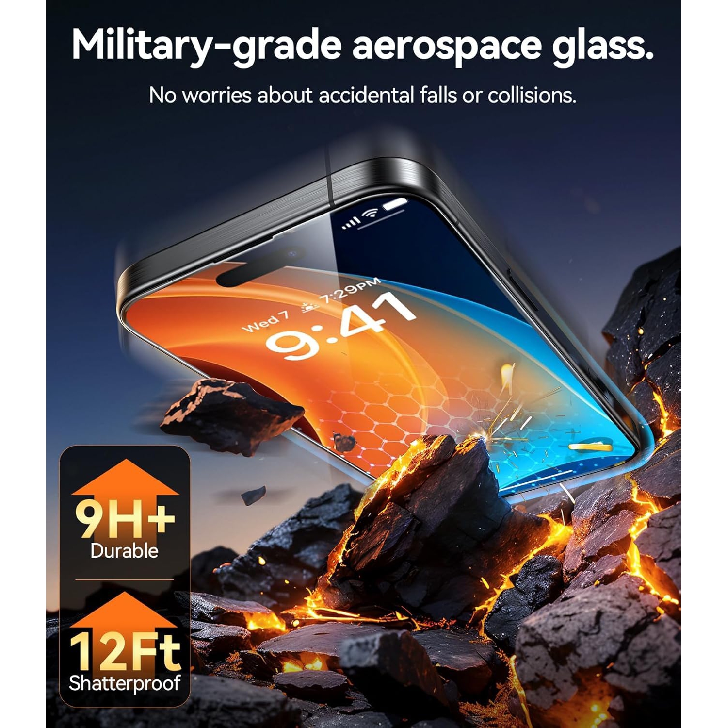 Diamond Shield – Protecteur d’écran pour iPhone 16 Pro 9H+ de qualité militaire et protecteur d’écran le plus durable 16 Pro en verre trempé pleine