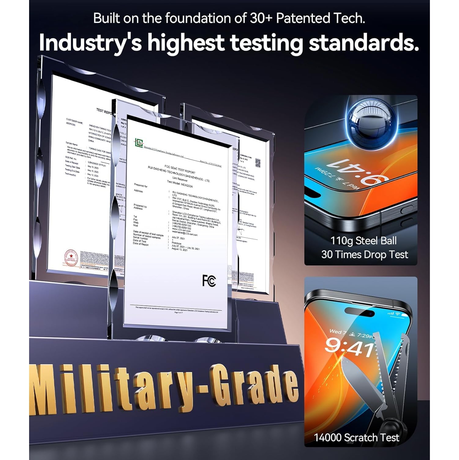 Diamond Shield – Protecteur d’écran pour iPhone 16 Pro 9H+ de qualité militaire et protecteur d’écran le plus durable 16 Pro en verre trempé pleine