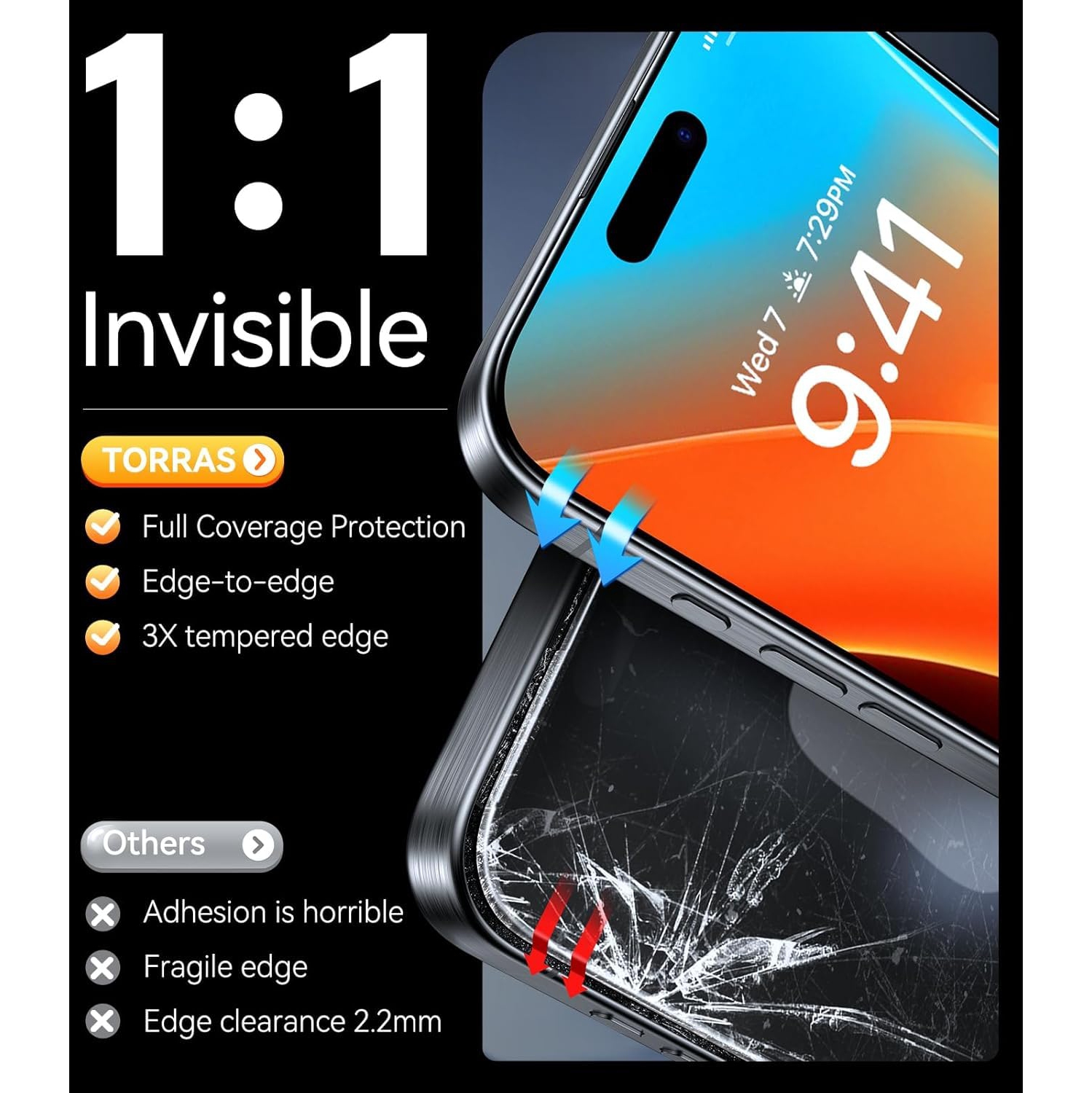 Diamond Shield for iPhone 16 Pro Max Screen Protector 9H+ Military-Grade Protection & Longest Durable Screen Protector 16 Pro Max Tempered Glass Full