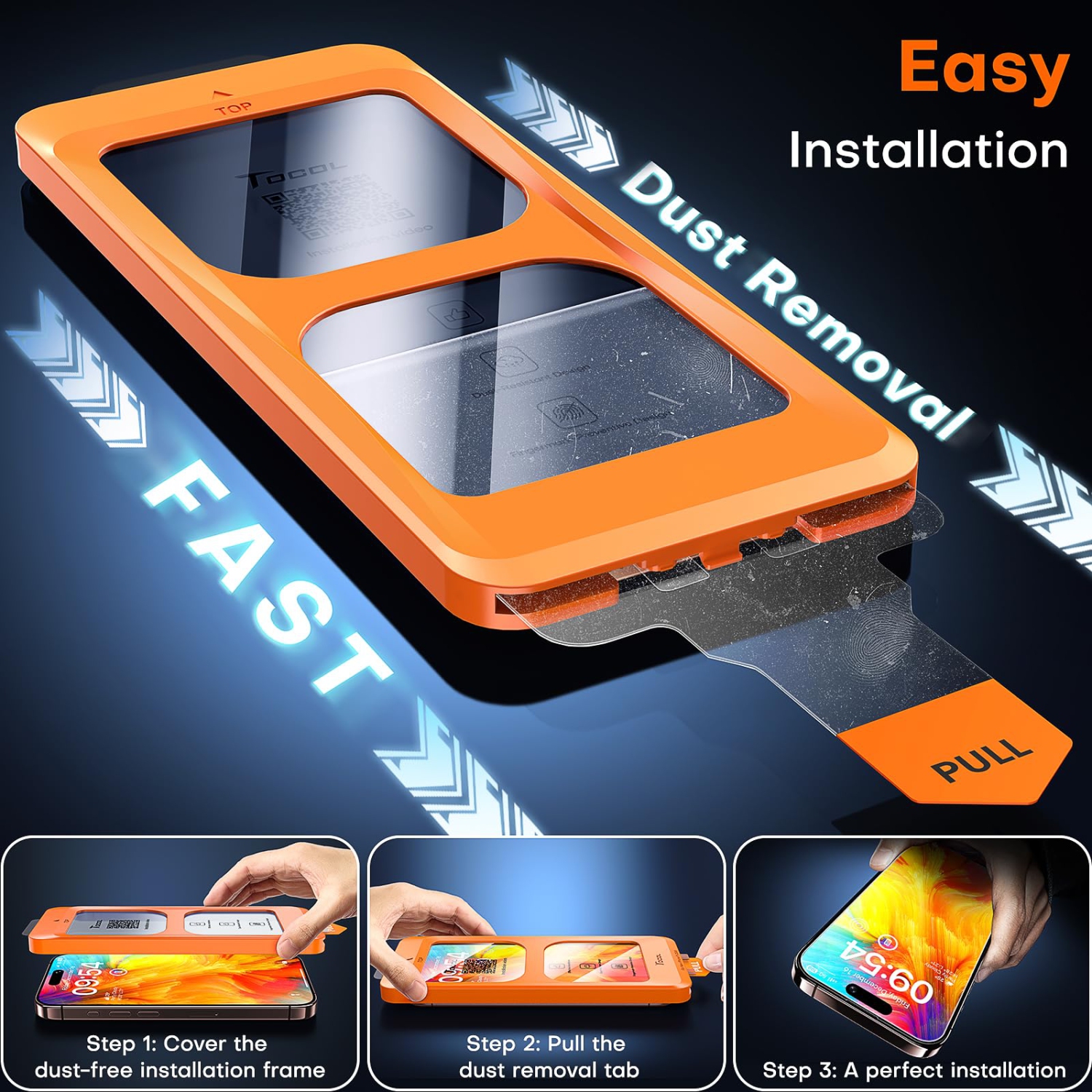 2 Pack for iPhone 16 Pro Screen Protector Instant Installation Auto-Dust Removal HD Clear , Unbreakable 9H+Hardness Shatterproof Tempered Glass