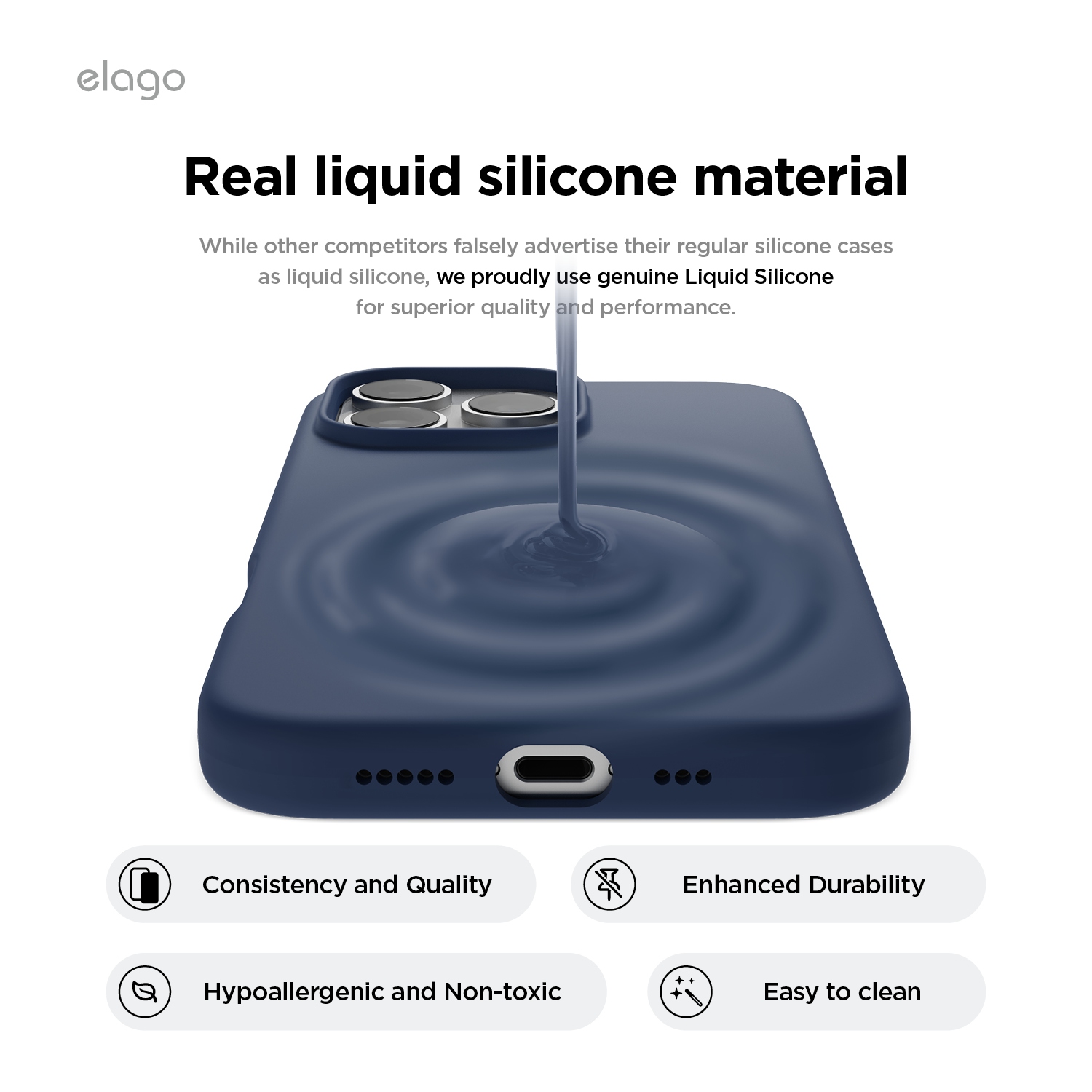 elago Magnetic Silicone Case Compatible with iPhone 16 Pro Case 6.3 Inch Compatible with All MagSafe Accessories - Built-in Magnets, Soft Grip