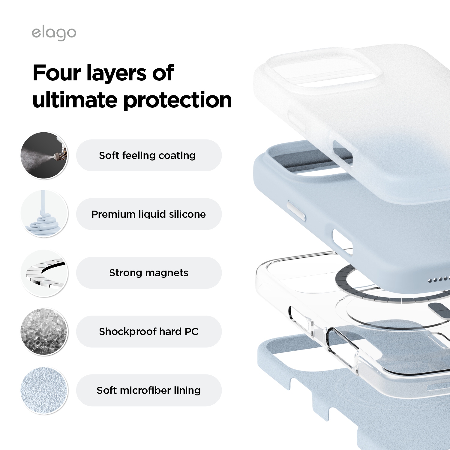 elago Magnetic Silicone Case Compatible with iPhone 16 Pro Max Case 6.9 Inch Compatible with All MagSafe Accessories - Built-in Magnets, Soft Grip
