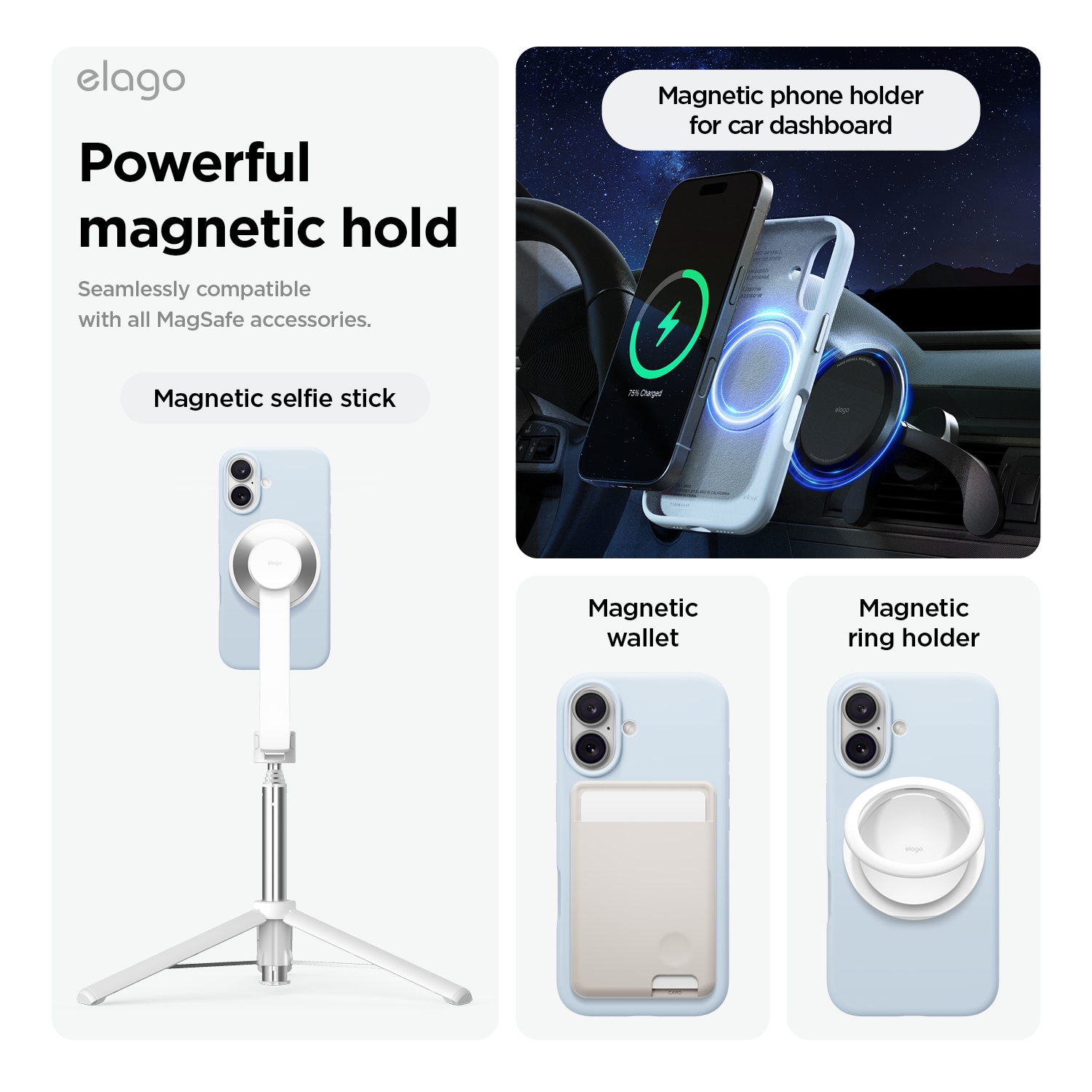 elago Magnetic Silicone Case Compatible with iPhone 16 Case 6.1 Inch Compatible with All MagSafe Accessories - Built-in Magnets, Soft Grip Silicone,