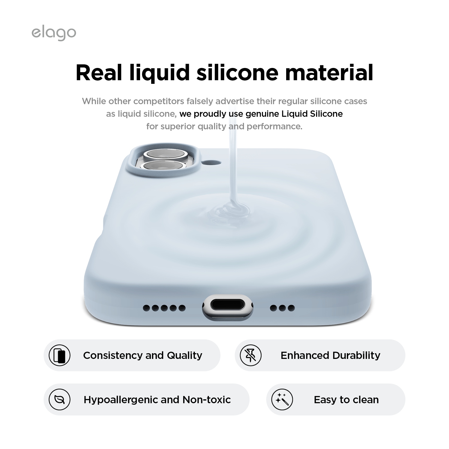 elago Magnetic Silicone Case Compatible with iPhone 16 Case 6.1 Inch Compatible with All MagSafe Accessories - Built-in Magnets, Soft Grip Silicone,