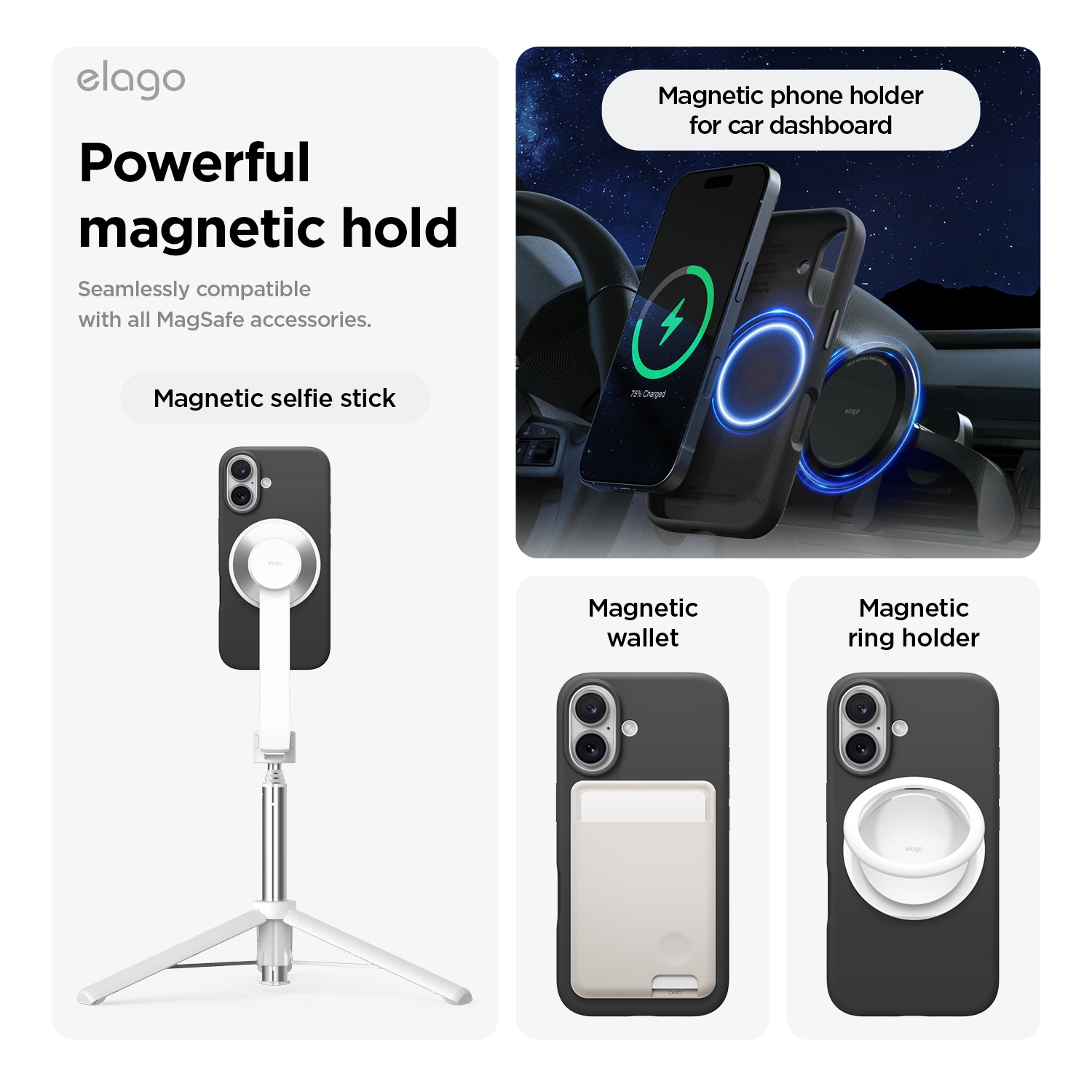 Étui en silicone magnétique elago compatible avec l'étui iPhone 16 plus de 6,7 po compatible avec tous les accessoires MagSafe - aimants intégrés,