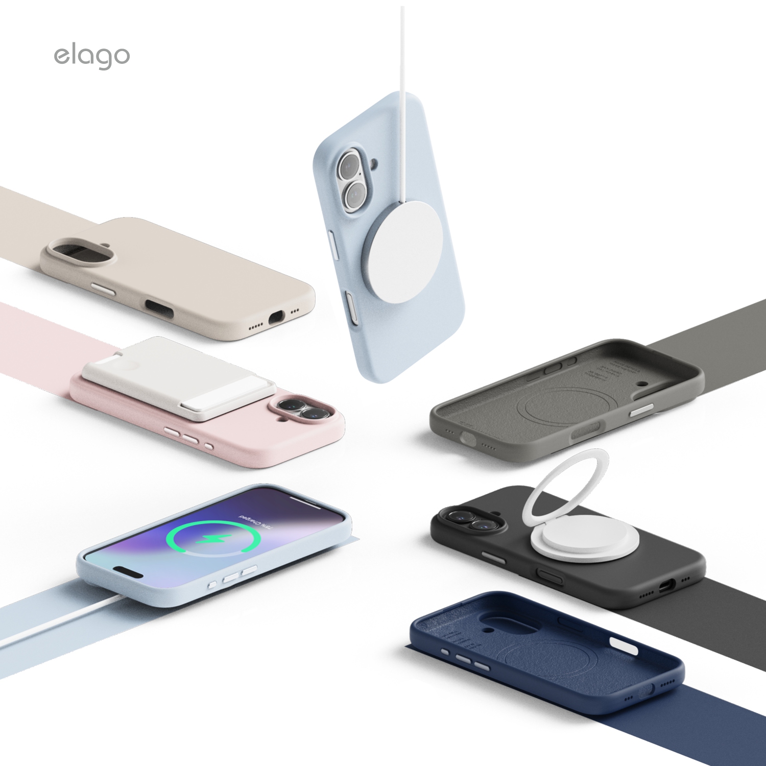 Étui en silicone magnétique elago compatible avec l'étui iPhone 16 plus de 6,7 po compatible avec tous les accessoires MagSafe - aimants intégrés,