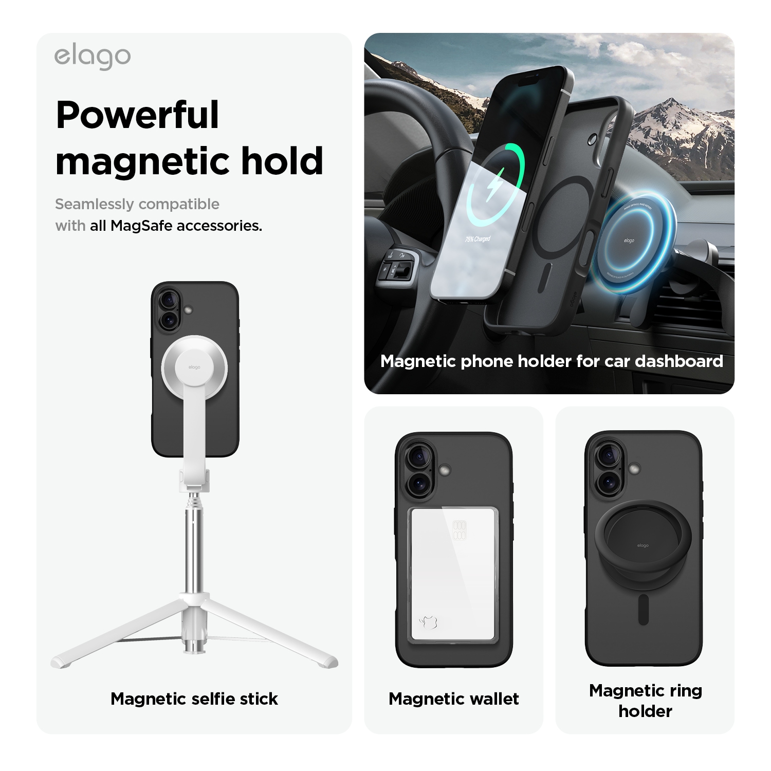 elago Magnetic Hybrid Clear Case Compatible with iPhone 16 Plus Case 6.7" - Compatible with MagSafe, PC + TPU Hybrid Technology, Raised Camera
