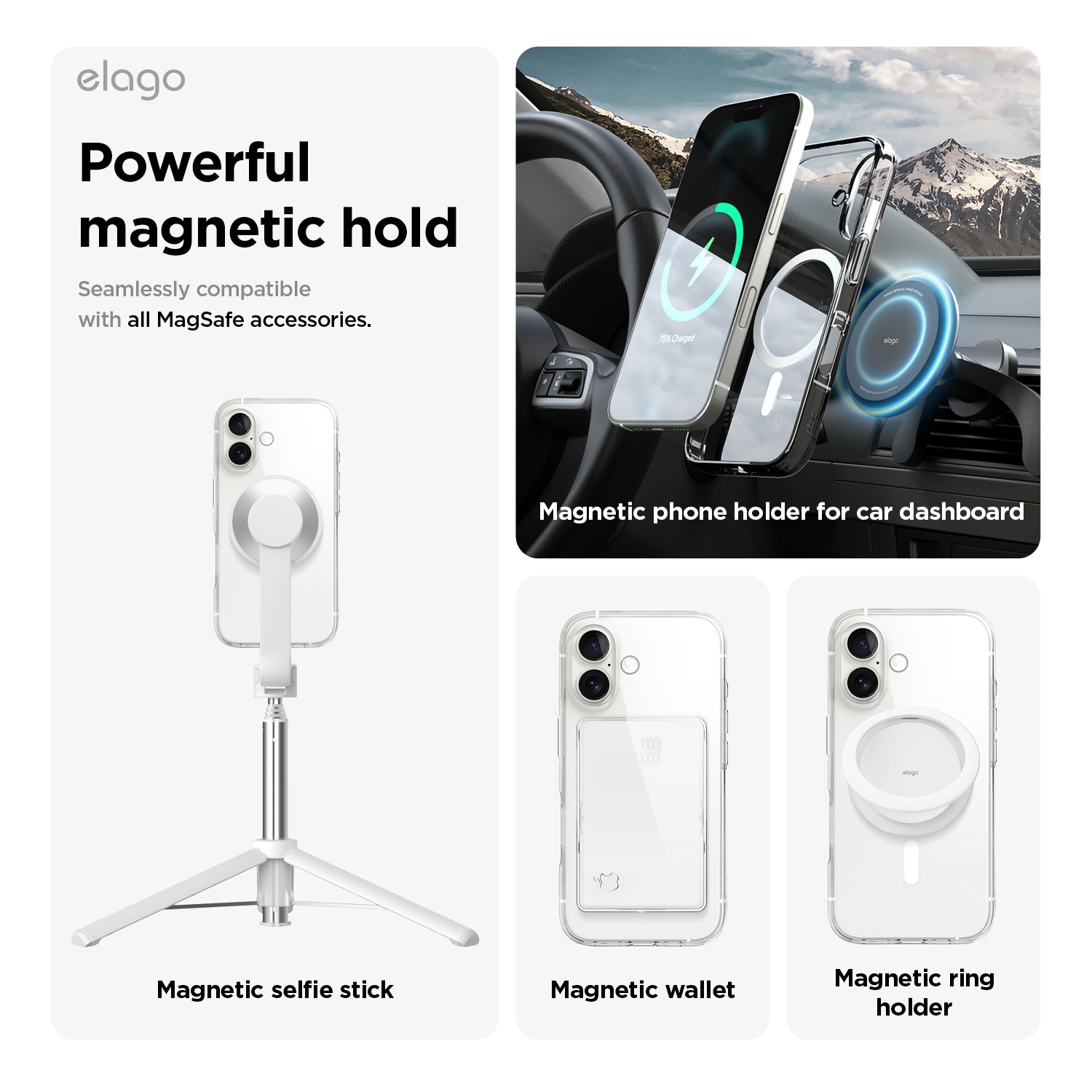 elago Magnetic Hybrid Clear Case Compatible with iPhone 16 Plus Case Cover 6.7" - Compatible with MagSafe, PC + TPU Hybrid Technology, Shockproof