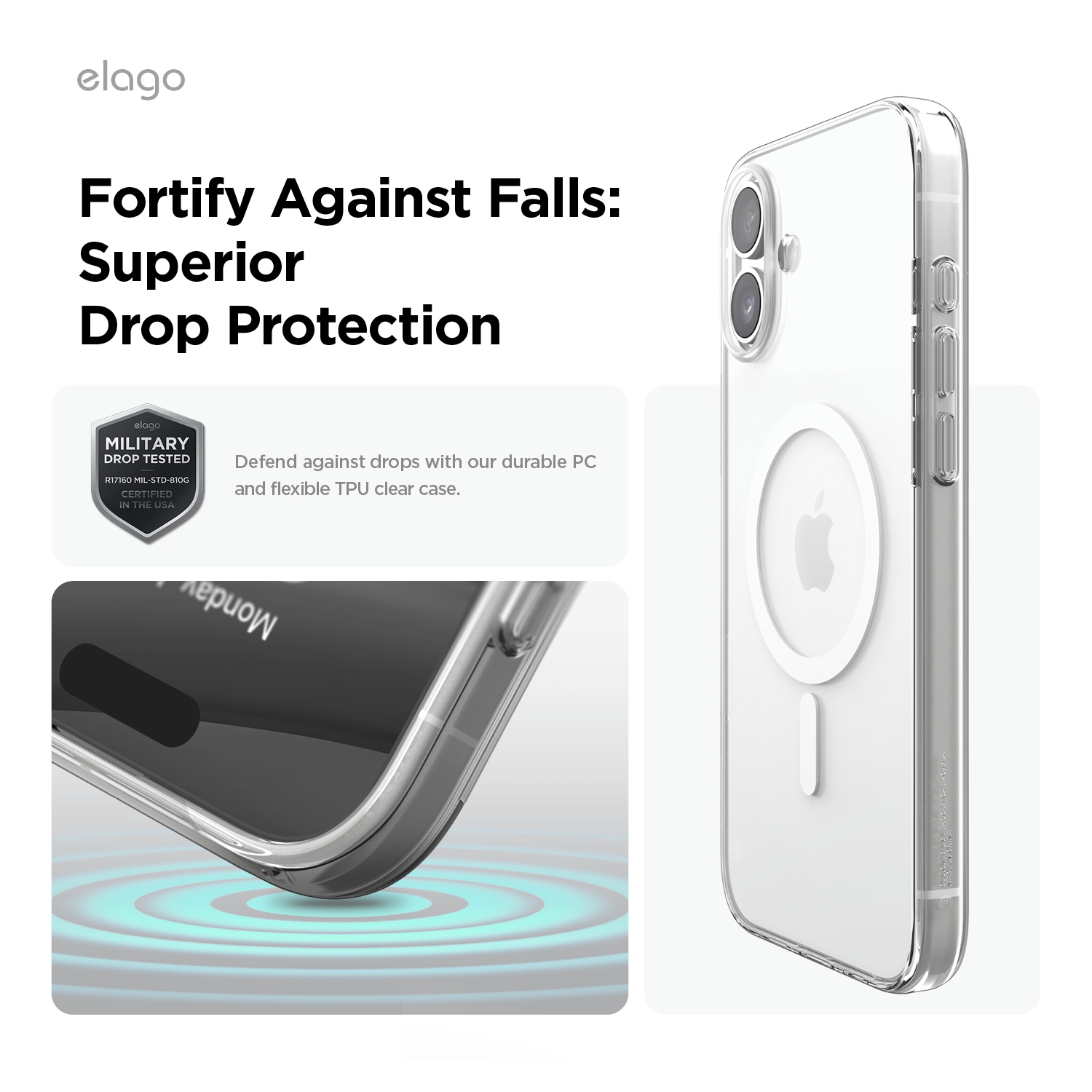 elago Magnetic Hybrid Clear Case Compatible with iPhone 16 Plus Case Cover 6.7" - Compatible with MagSafe, PC + TPU Hybrid Technology, Shockproof