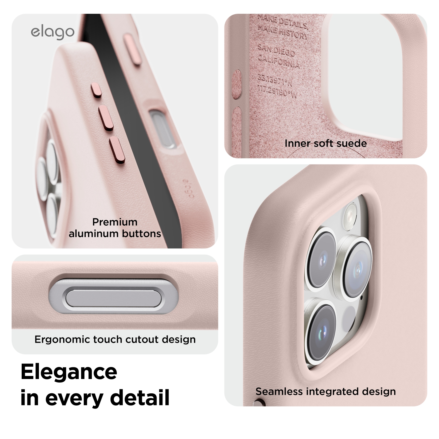 elago Magnetic Leather Case Compatible with iPhone 16 Pro Case, Compatible with All MagSafe Accessories, 6.3 inch - Built-in Magnets, Vegan Leather,