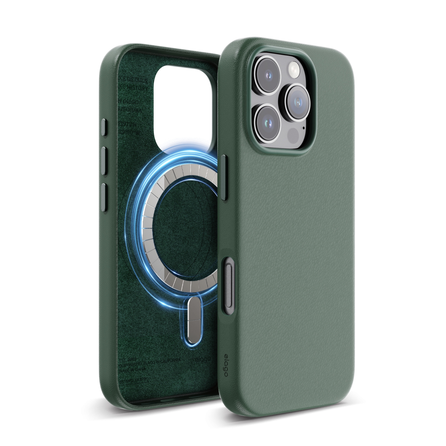 elago Magnetic Leather Case Compatible with iPhone 16 Pro Case, Compatible with All MagSafe Accessories, 6.3 inch - Built-in Magnets, Vegan Leather,
