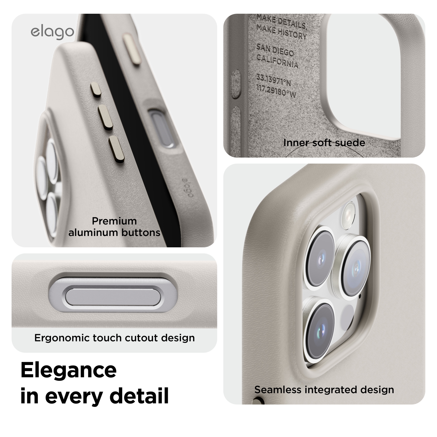 elago Magnetic Leather Case Compatible with iPhone 16 Pro Case, Compatible with All MagSafe Accessories, 6.3 inch - Built-in Magnets, Vegan Leather,